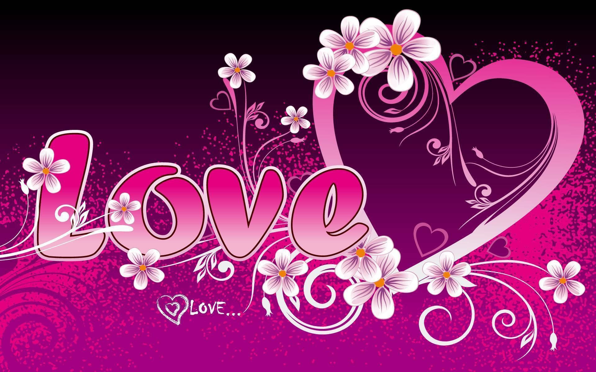Pink Flower Heart Love Computer Background