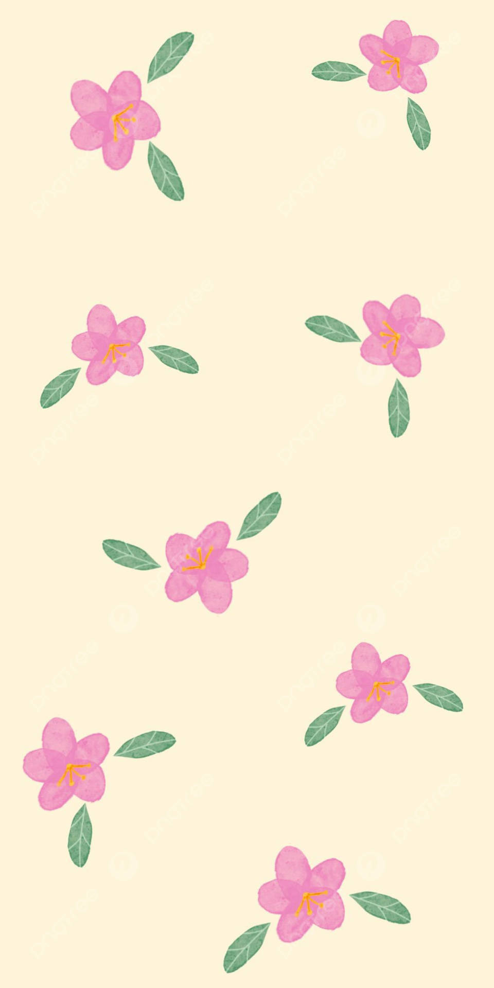 Pink Flowers On A Beige Background Background