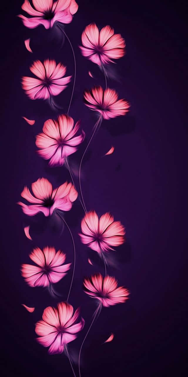 Pink Flowers On A Purple Background Background
