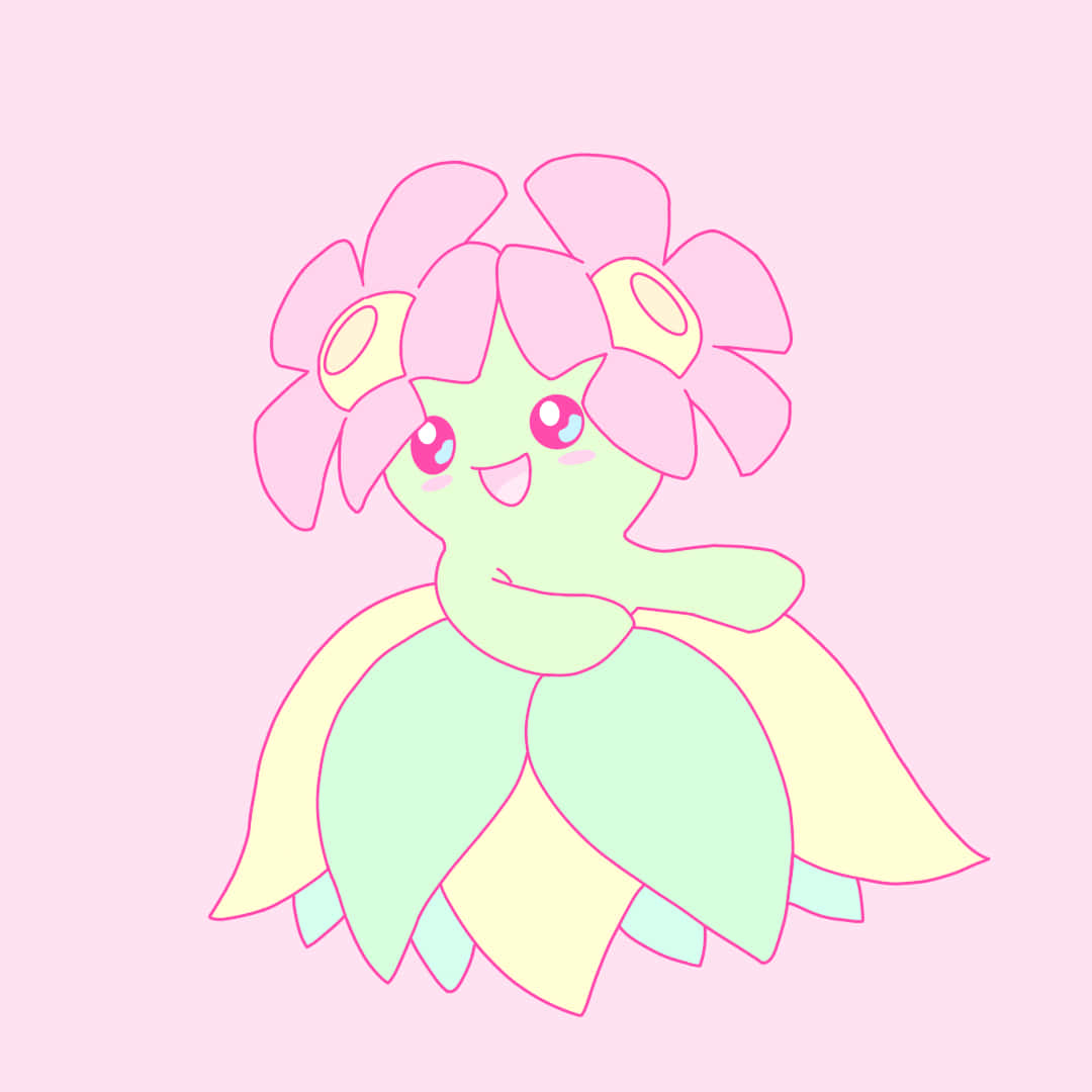 Pink Flowers On Bellossom's Head Background