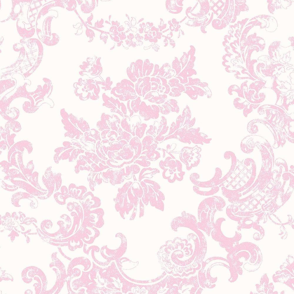 Pink Flowers On White Wall Background