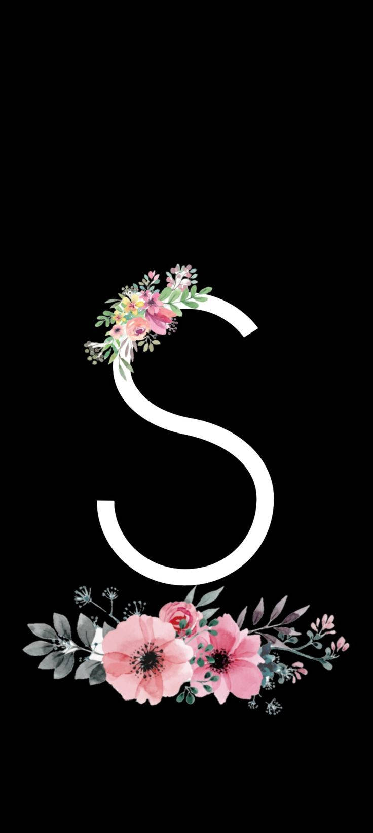 Pink Flowers S Alphabet Background