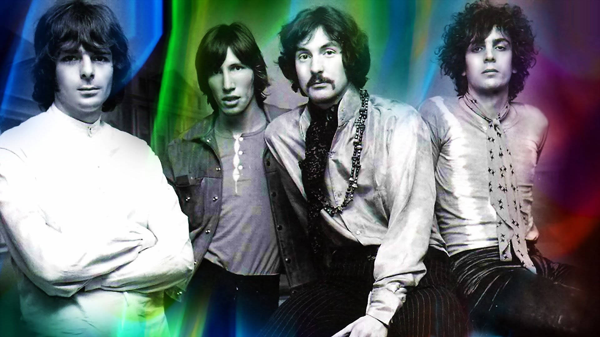 Pink Floyd 4k Members Rainbow Aesthetic Background
