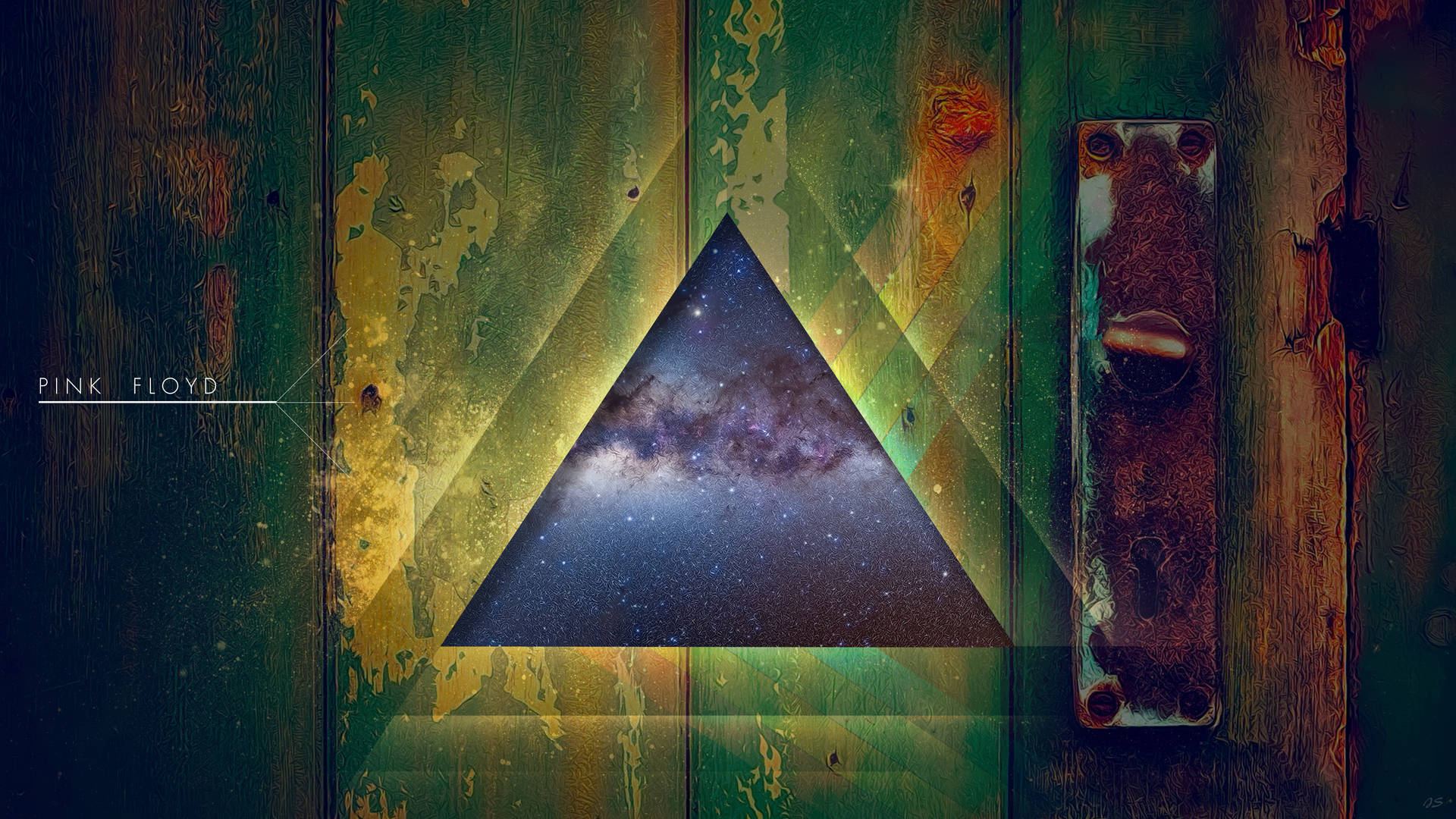 Pink Floyd 4k Prism On Green Door Background