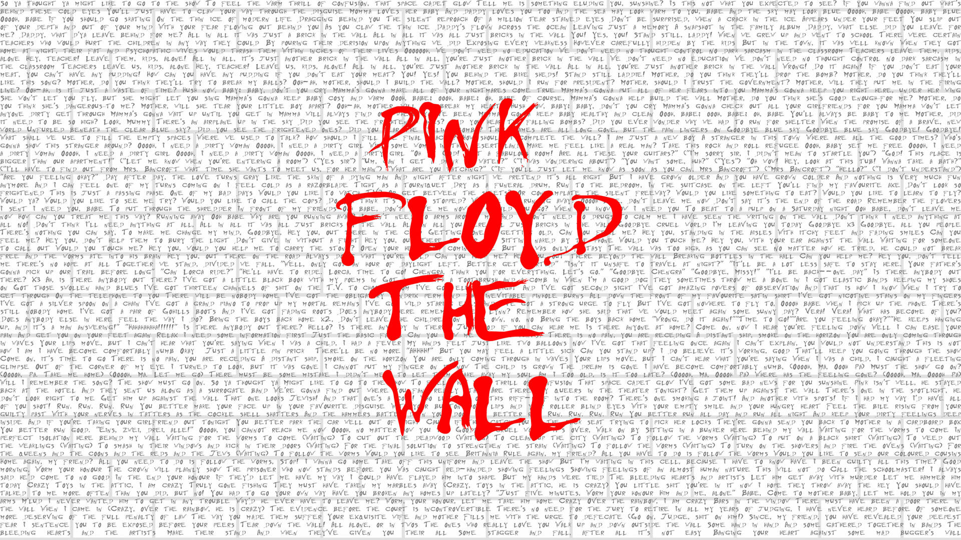 Pink Floyd 4k The Wall Red Aesthetic Font Background