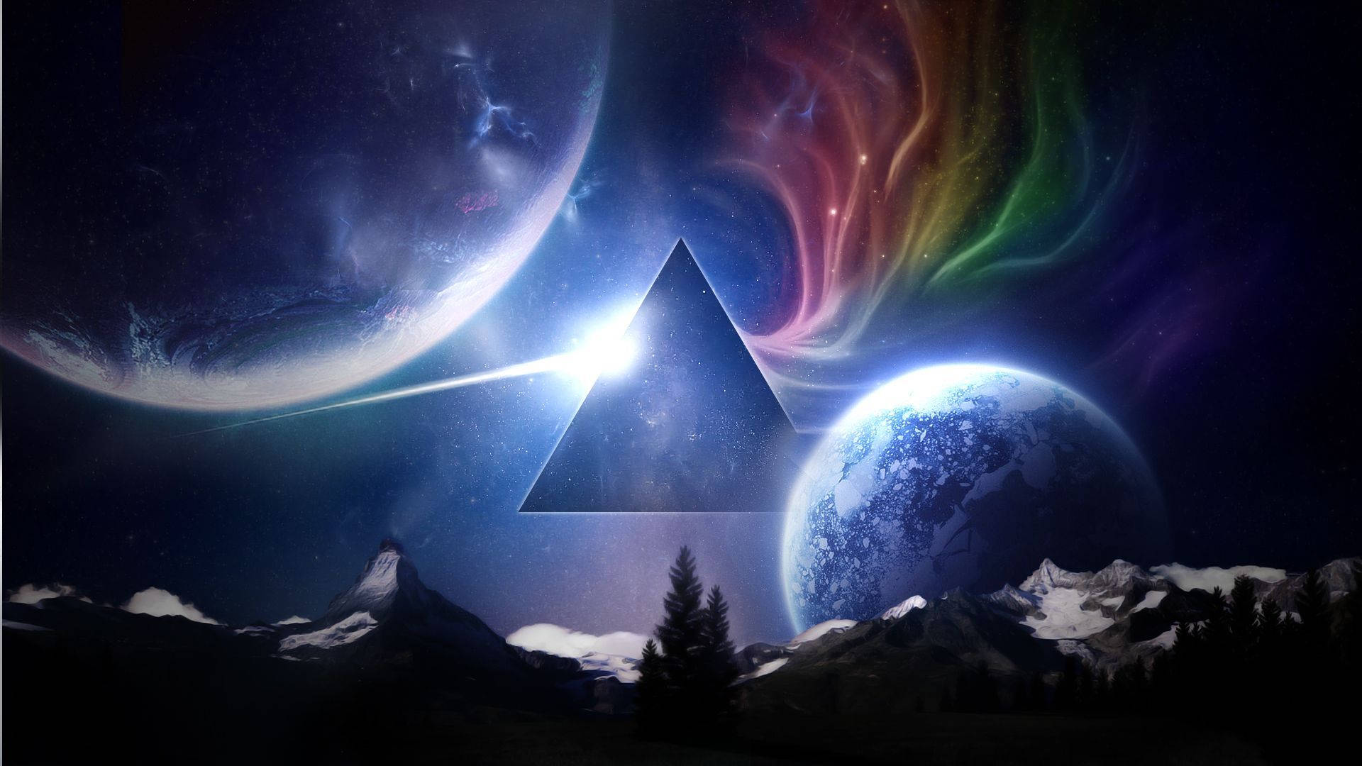 Pink Floyd Planets Colorful Aura Background