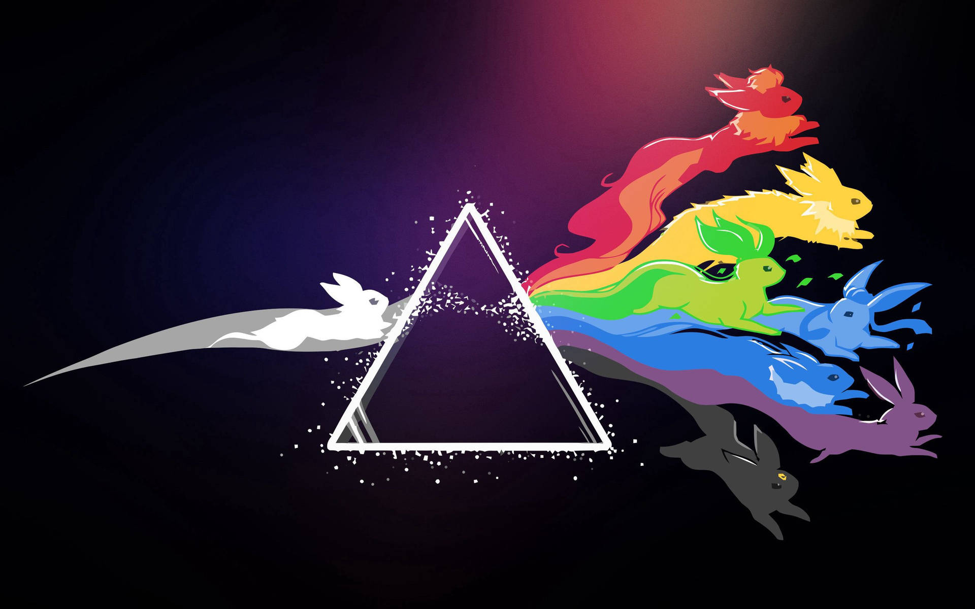 Pink Floyd Rainbow Eevee Pokemon Background
