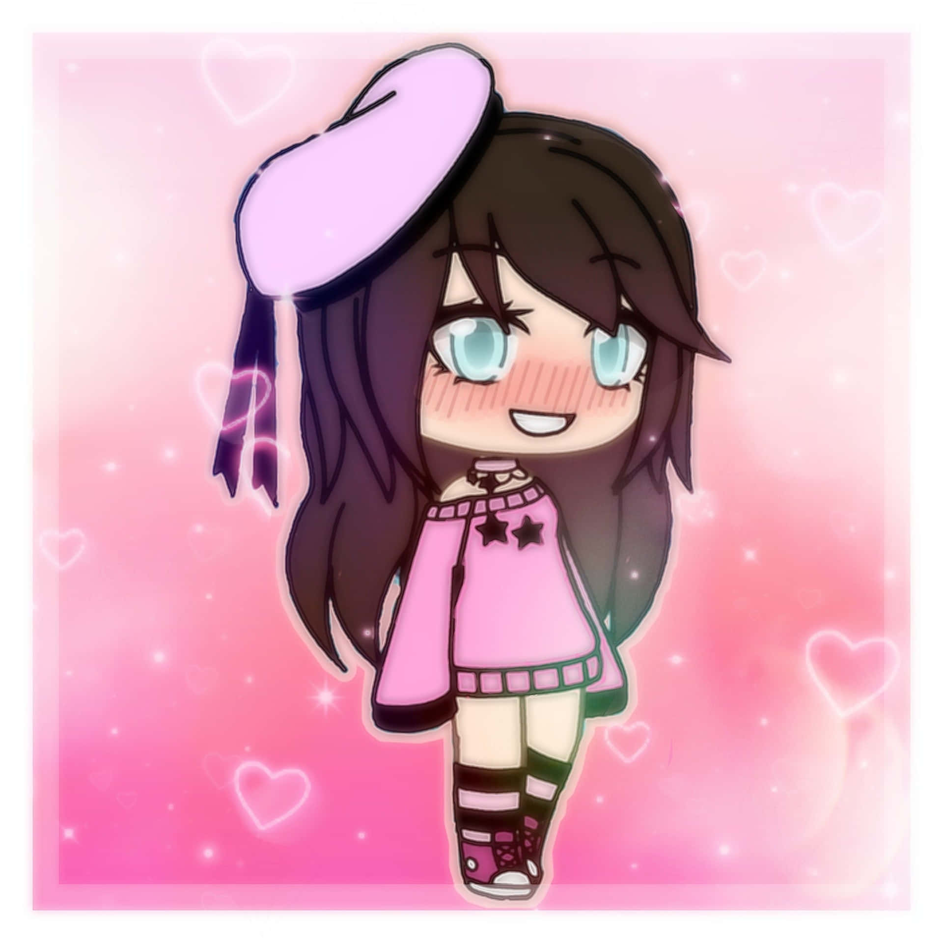 Pink Gacha Girl In Love Background