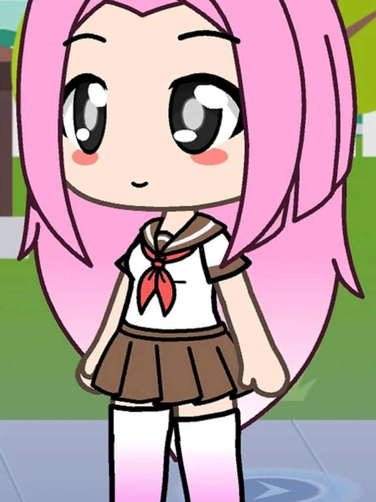 Pink Gacha Girl School Uniform Background