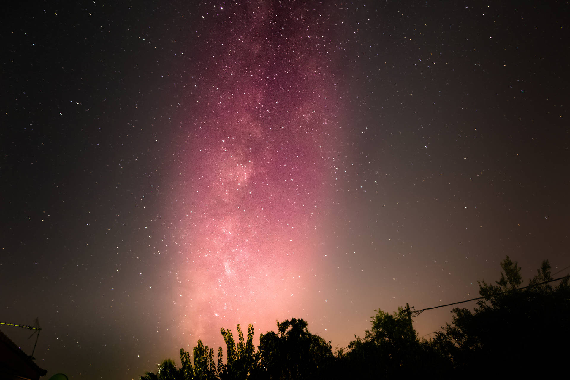 Pink Galaxy At Night Background