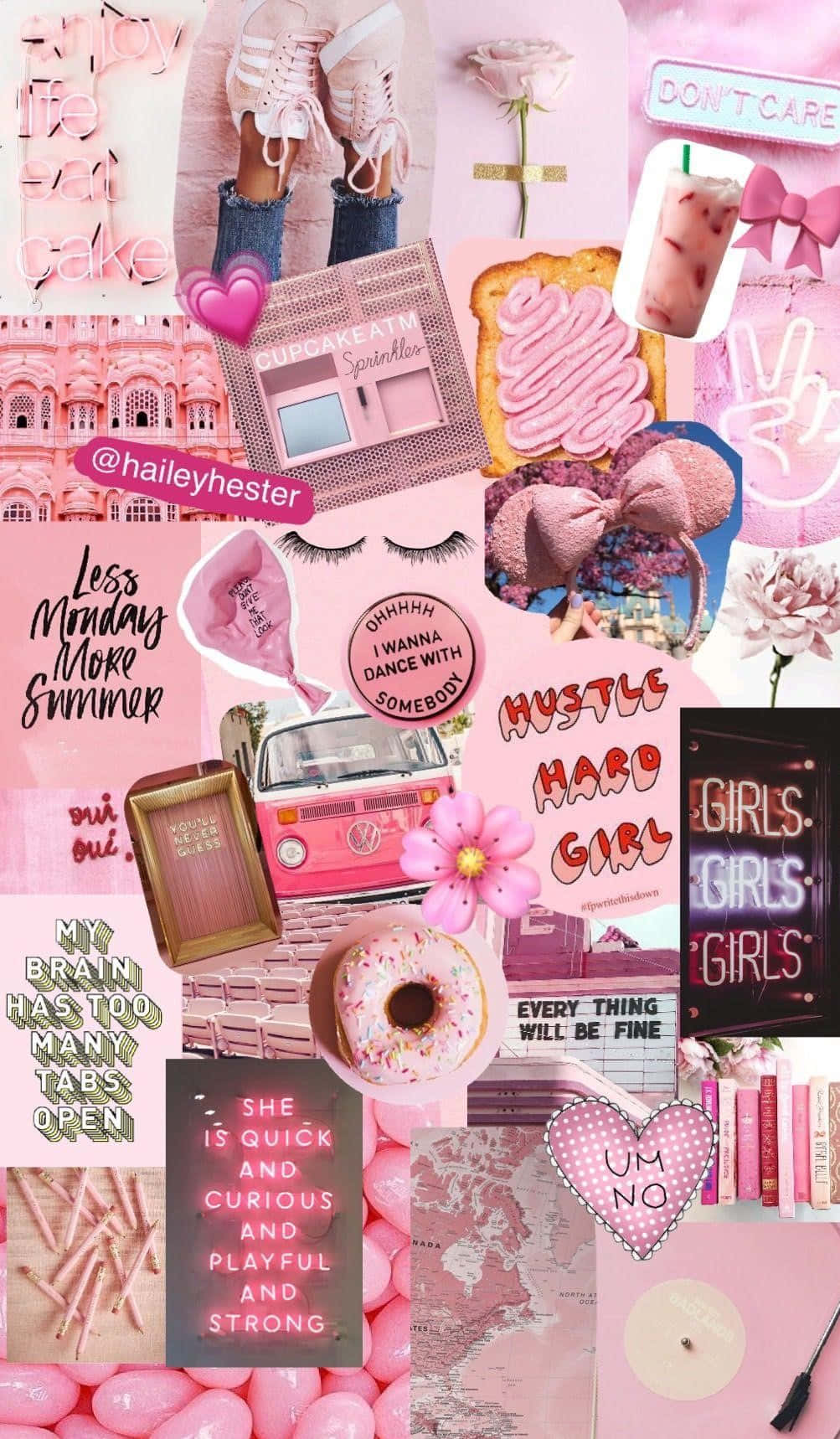 Pink Girl Collage - I Love Pink Background