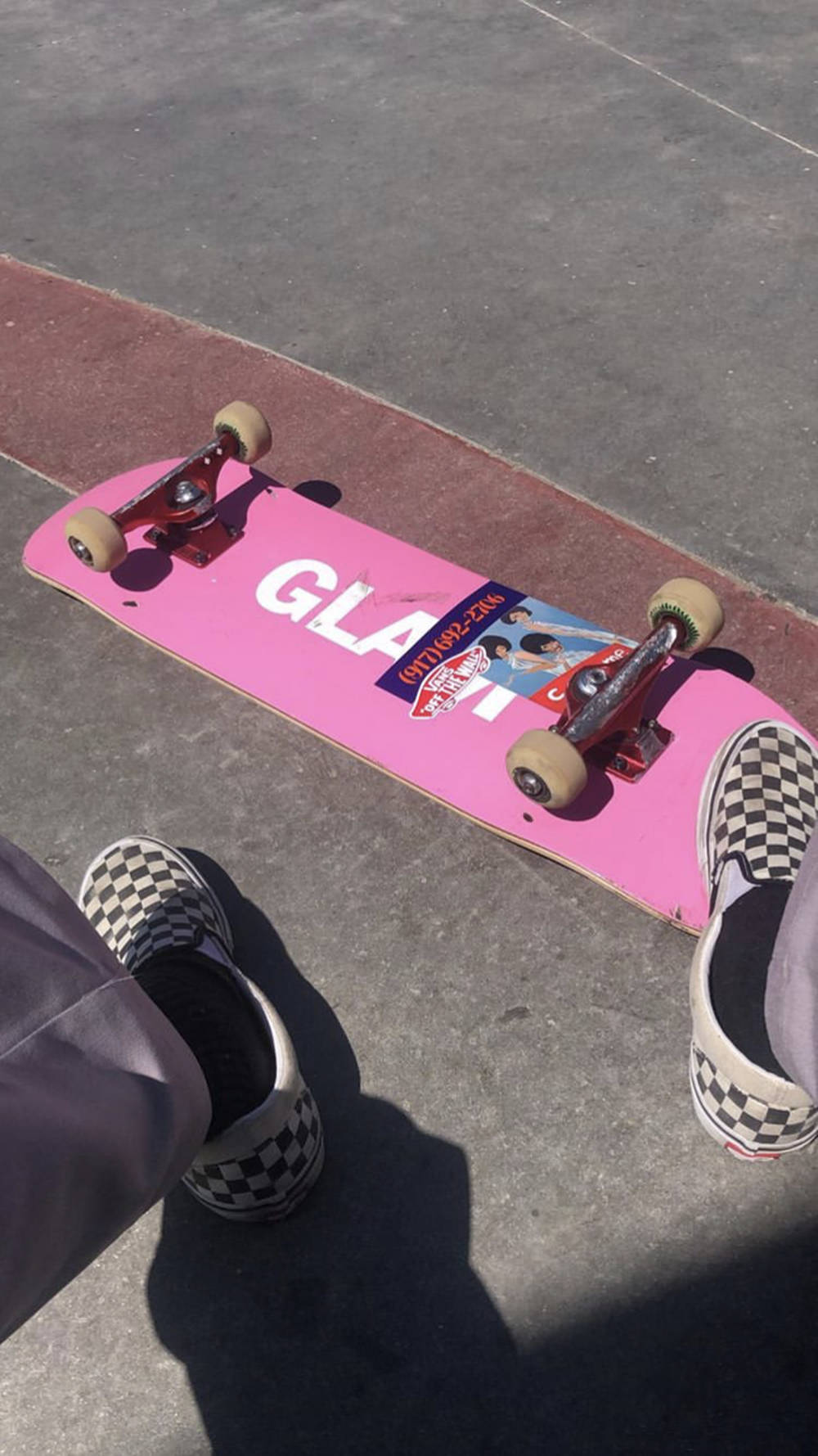 Pink Glam Skateboard And Vans Shoes Skater Aesthetic