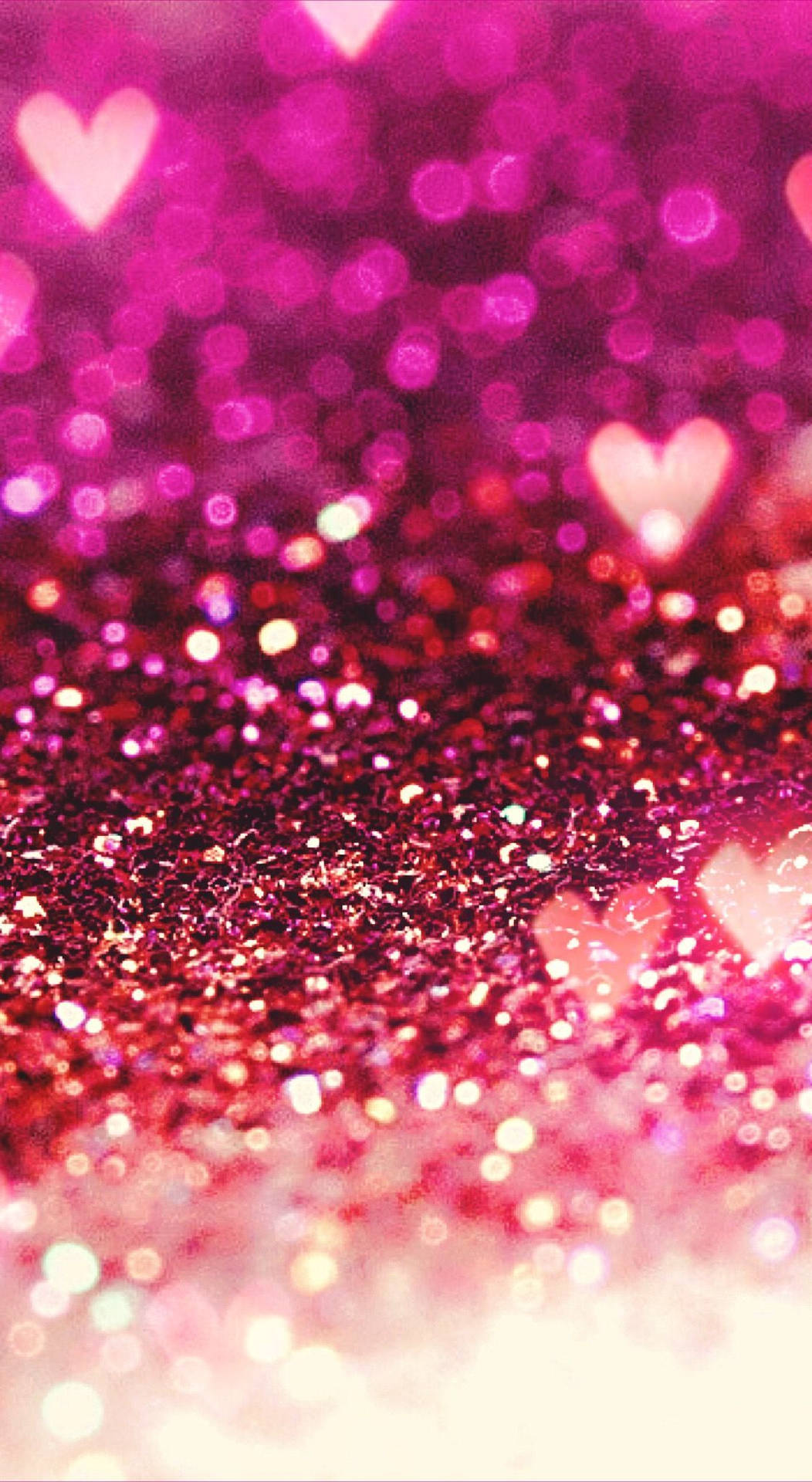 Pink Glitter With Hot Pink Hearts Background