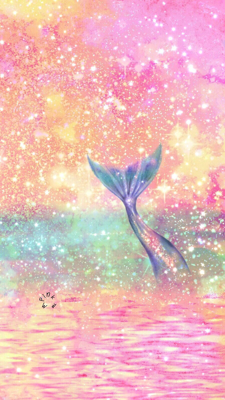 Pink Glitters Mermaid Tail Background