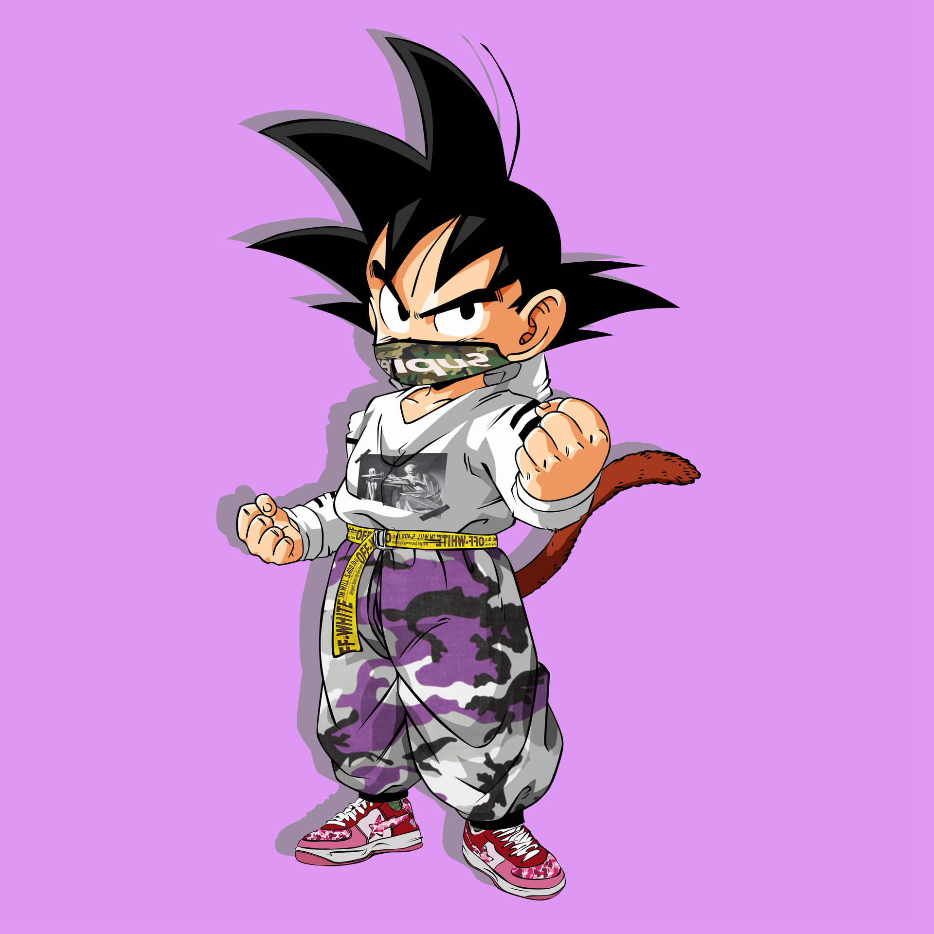 Pink Gohan Gangster Cartoon Background