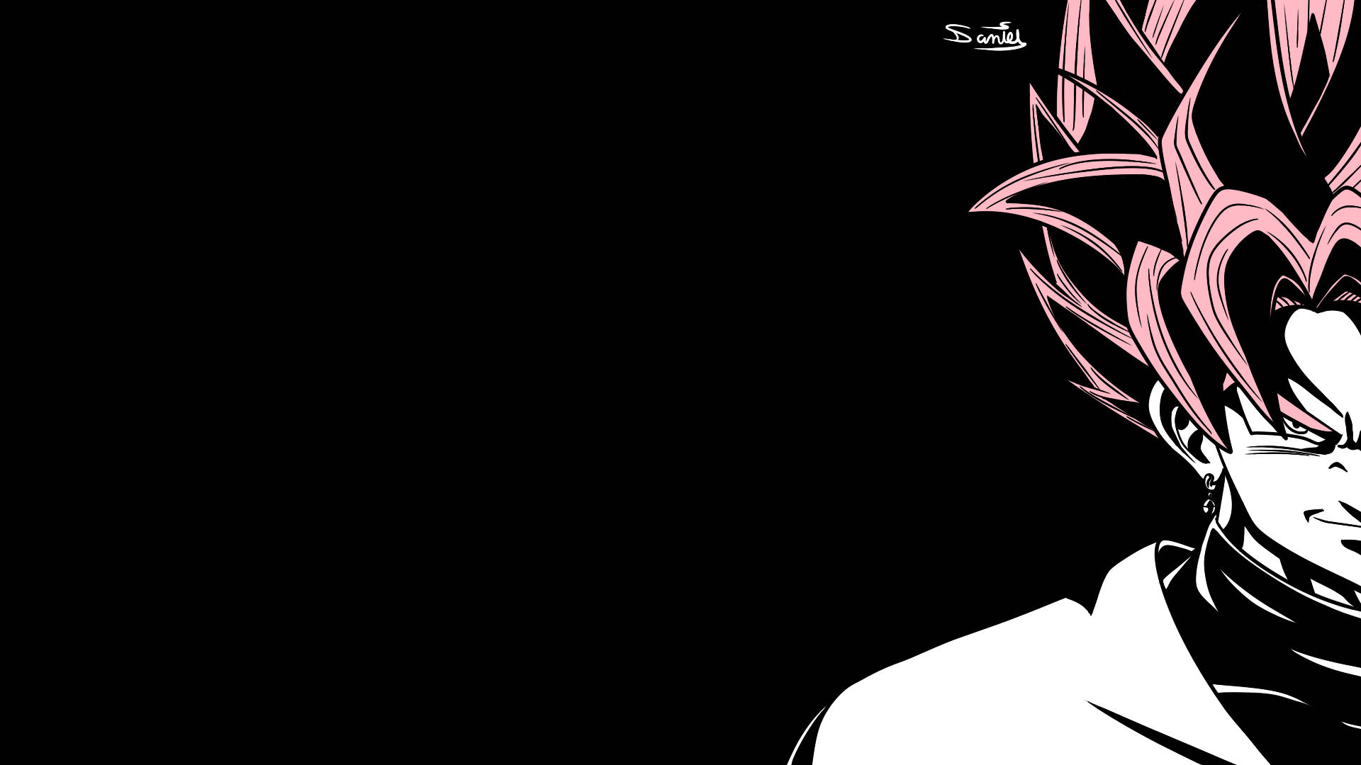 Pink Goku Black And White Background