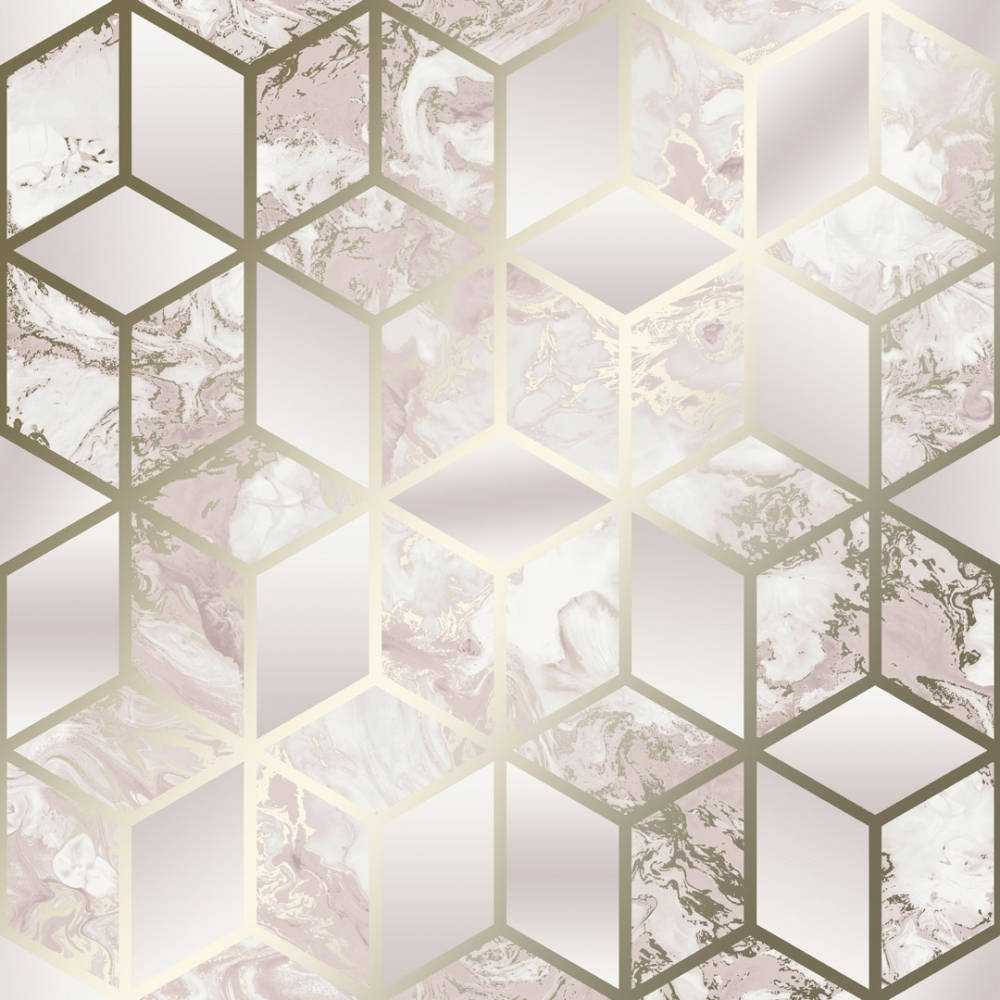 Pink Gold Marble Cube Background