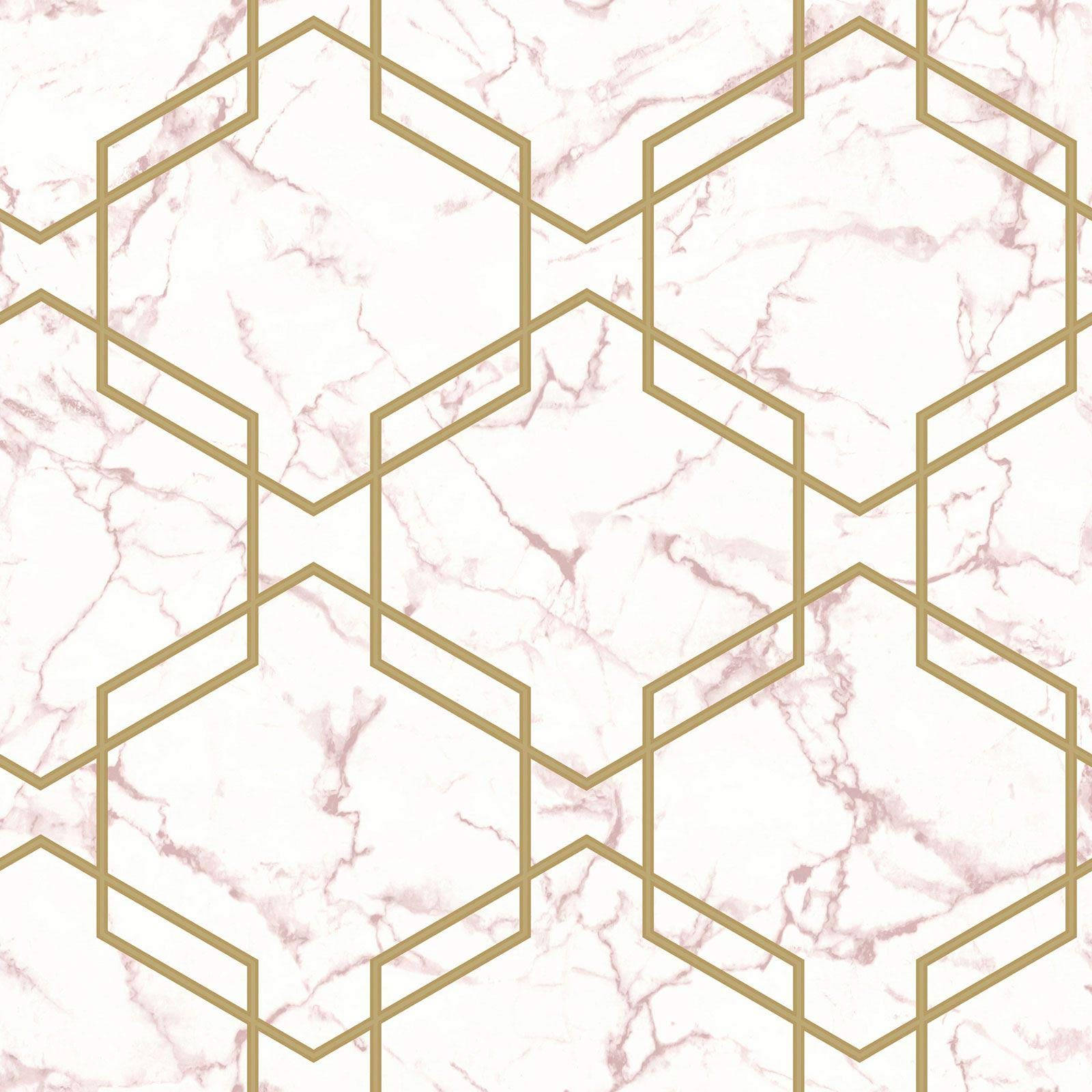 Pink Gold Marble Geometric Shape Background