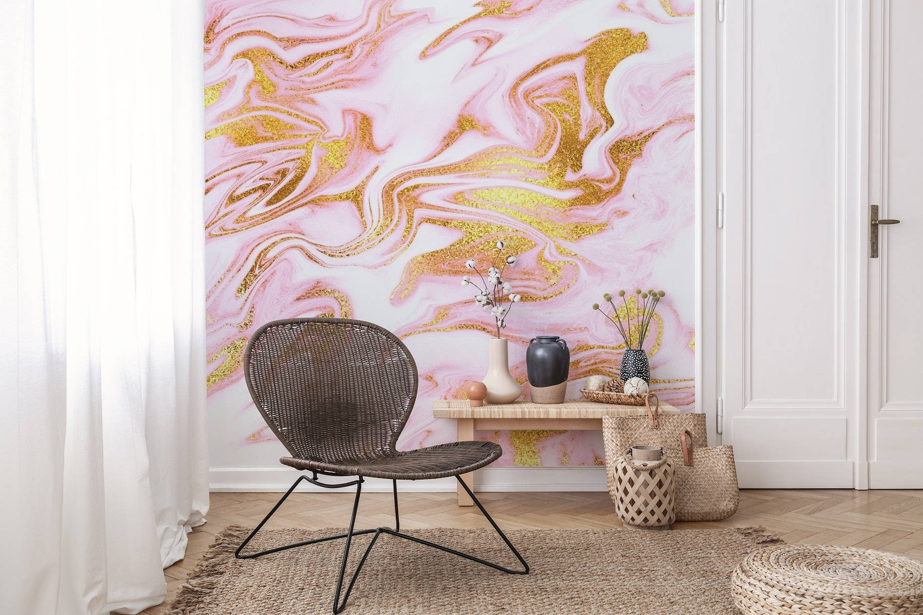 Pink Gold Marble Modern Background