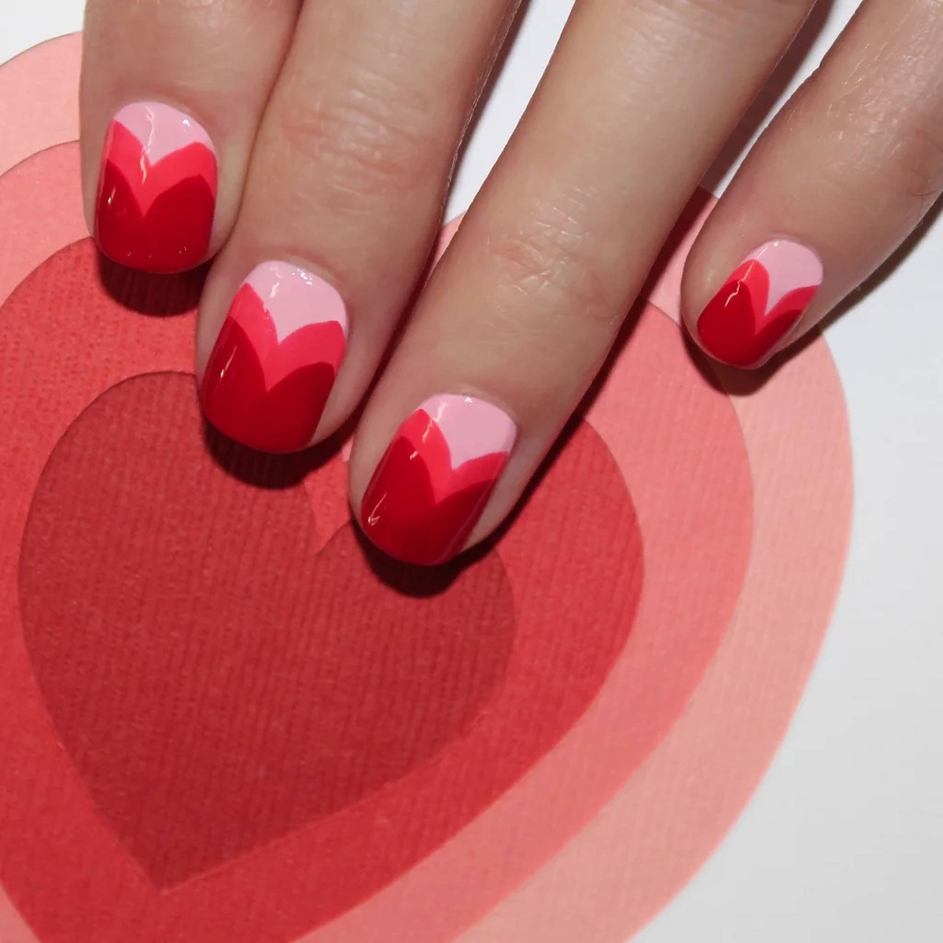 Pink Gradient Heart Nail Polish Background