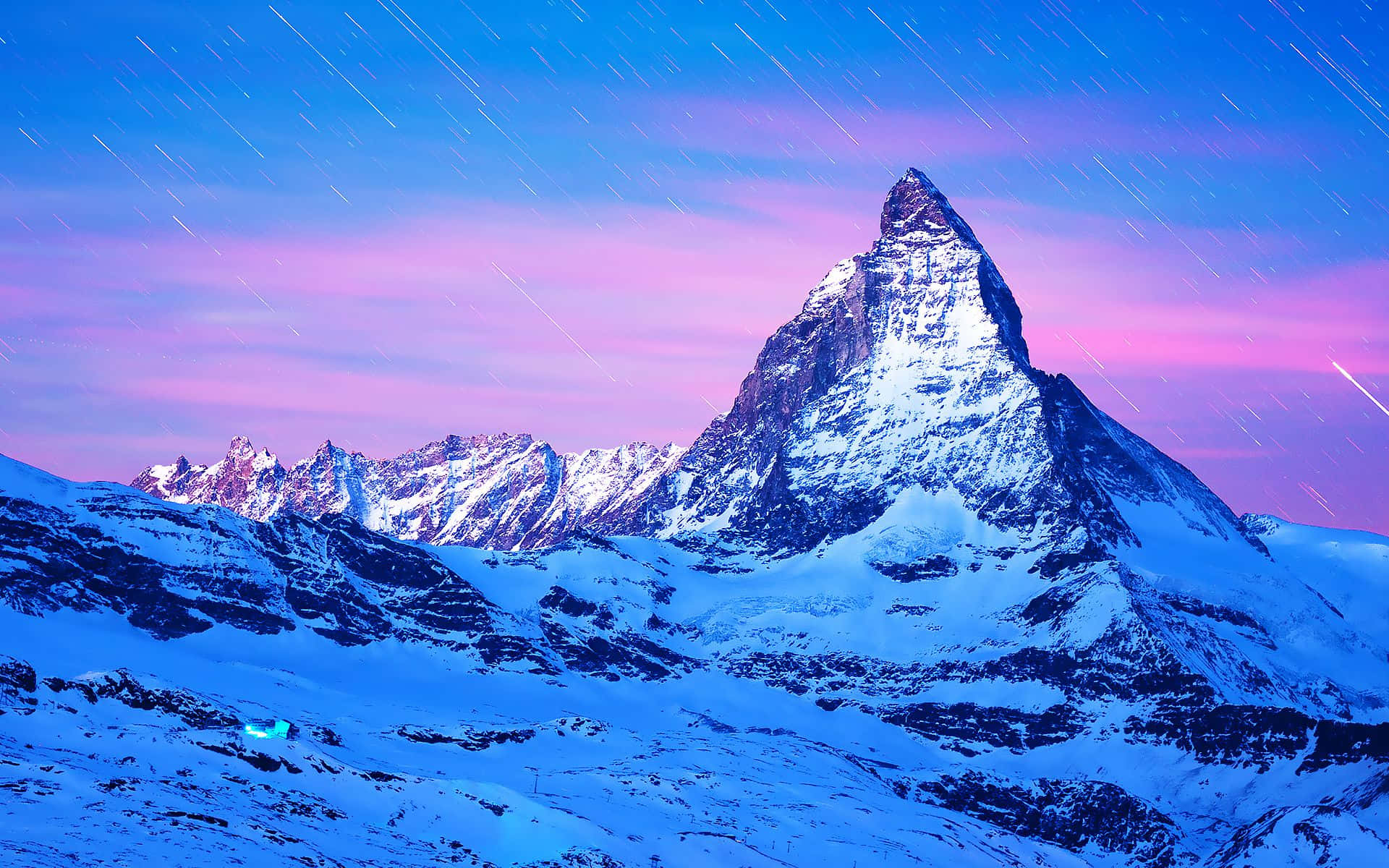 Pink Gradient Sky At The Matterhorn Background