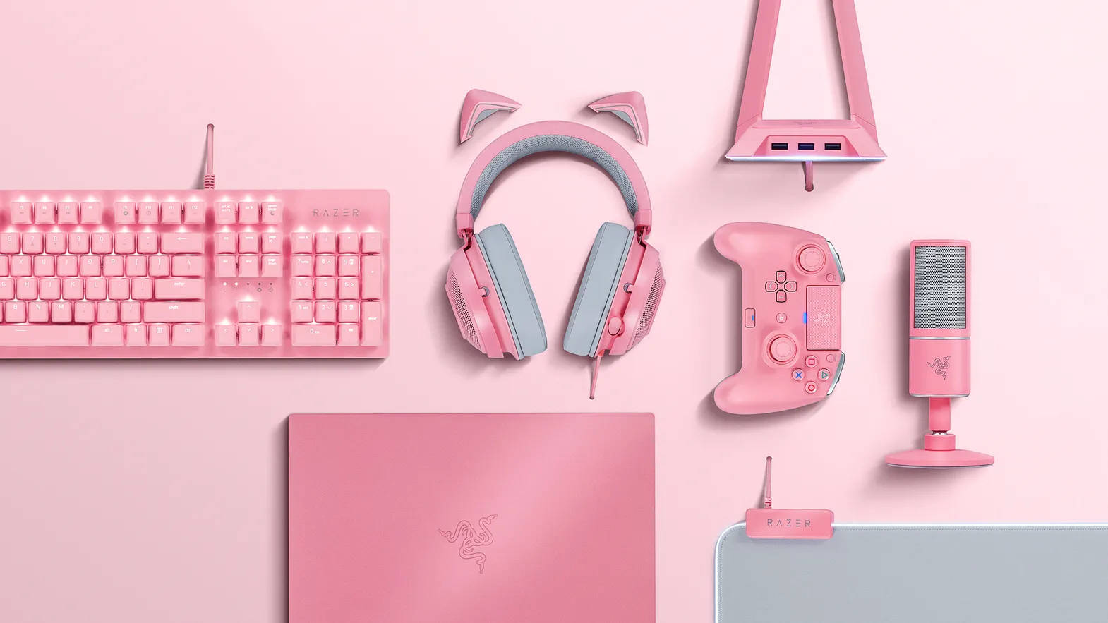Pink Gray Aesthetic Gaming Keyboard Background