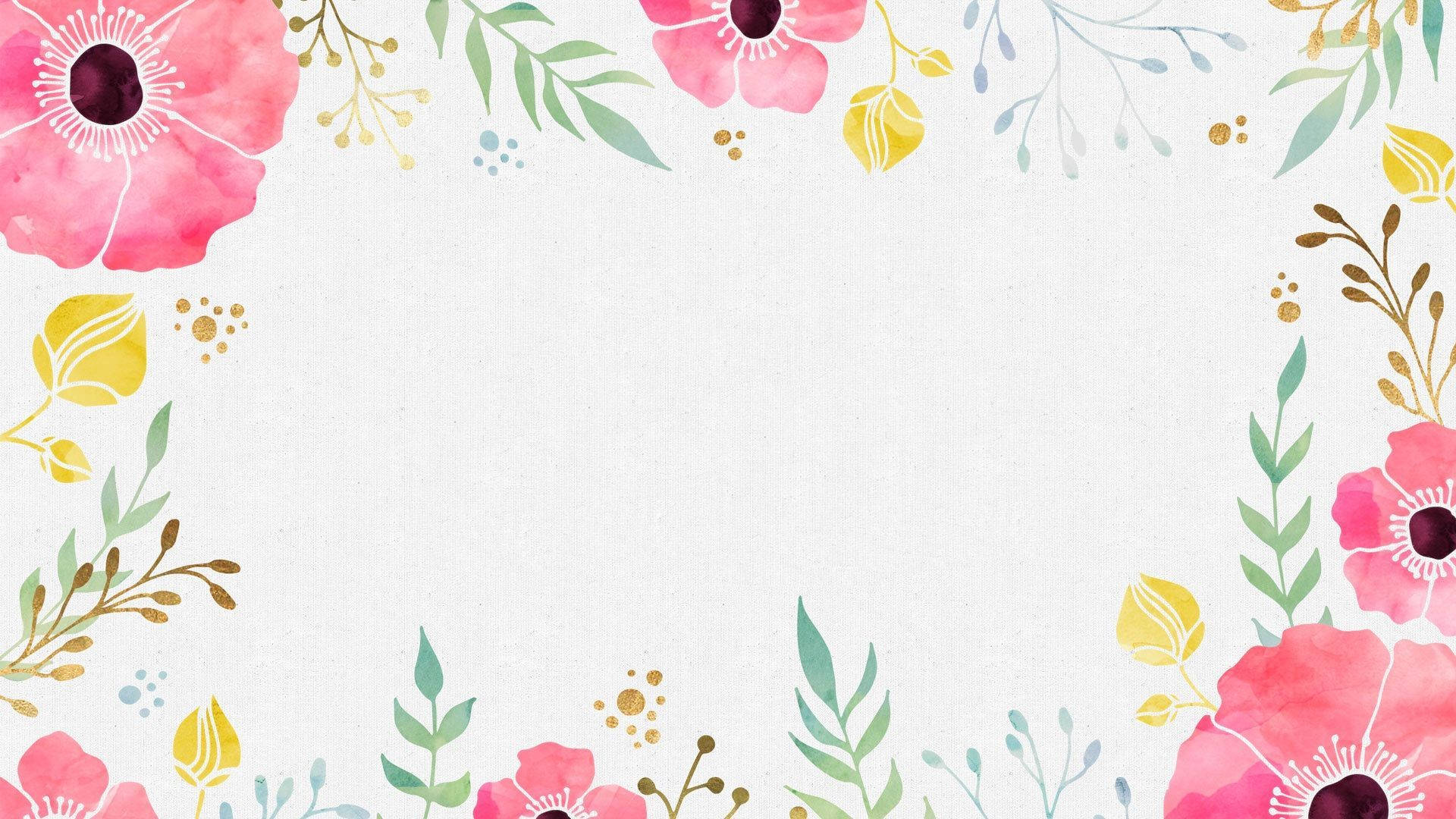 Pink, Green, And White Floral Desktop Background