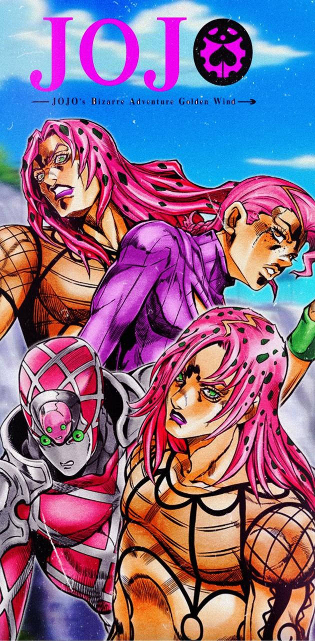 Pink Hair Characters Jojo Iphone Background