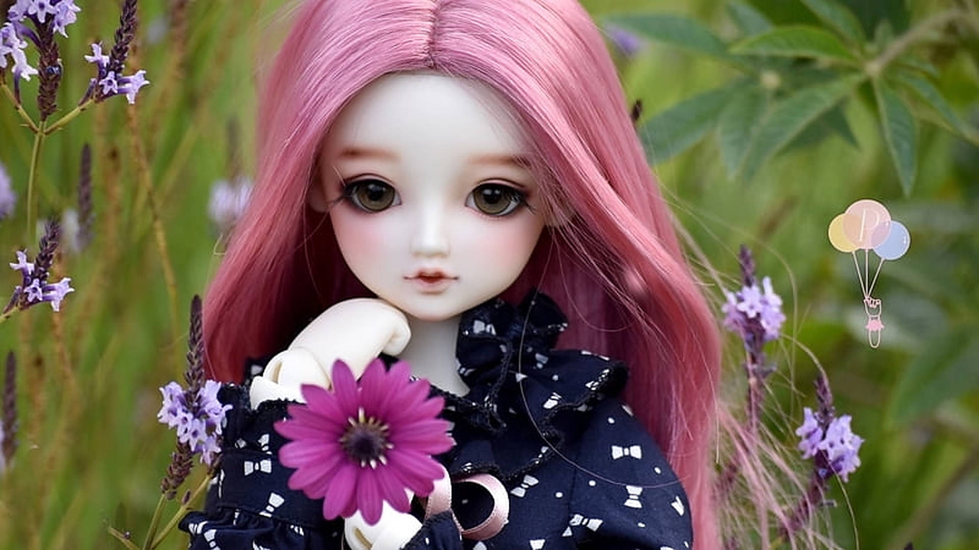 Pink Hair Doll With Flower