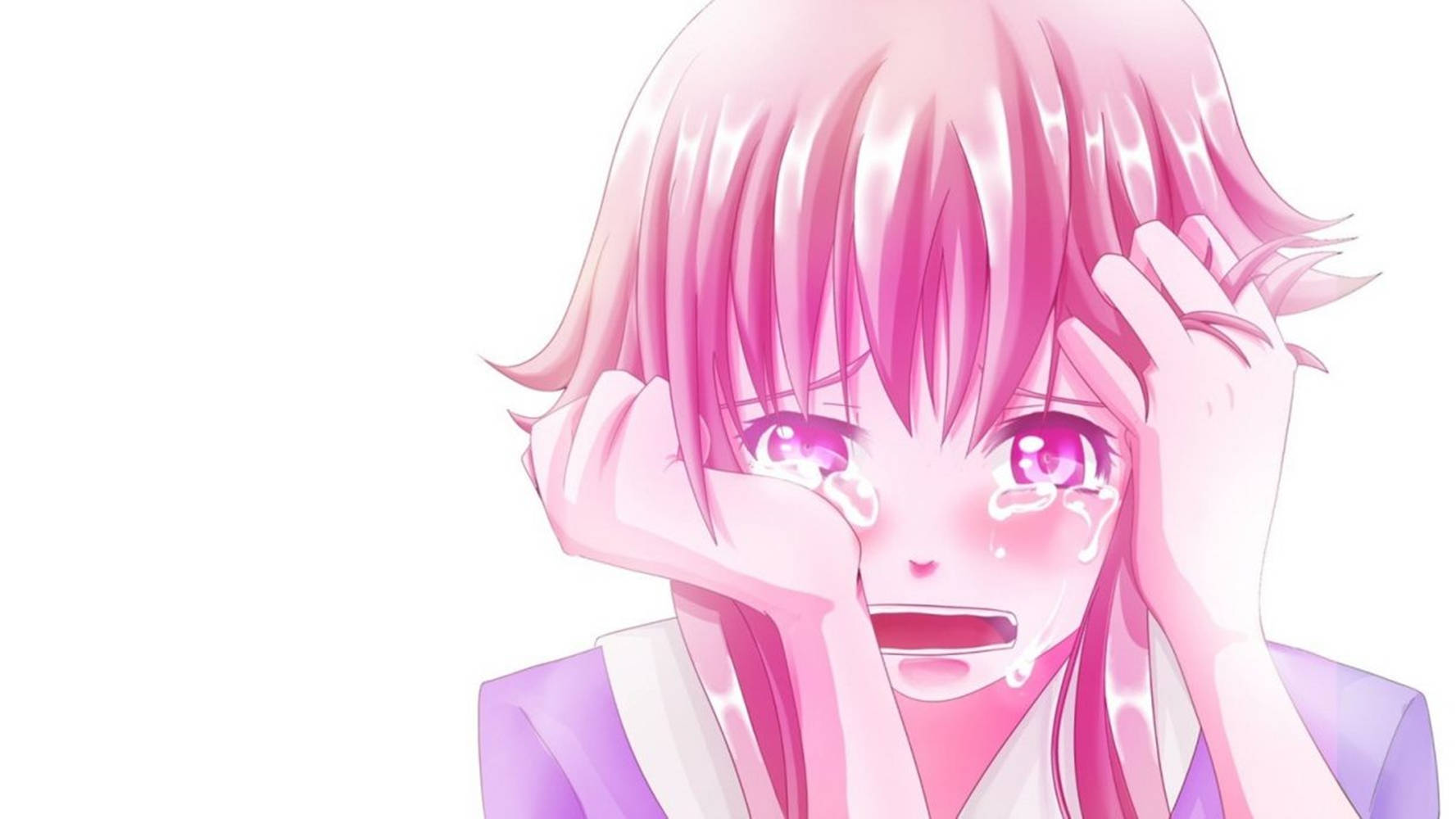 Pink-haired Depressed Anime Girl Background