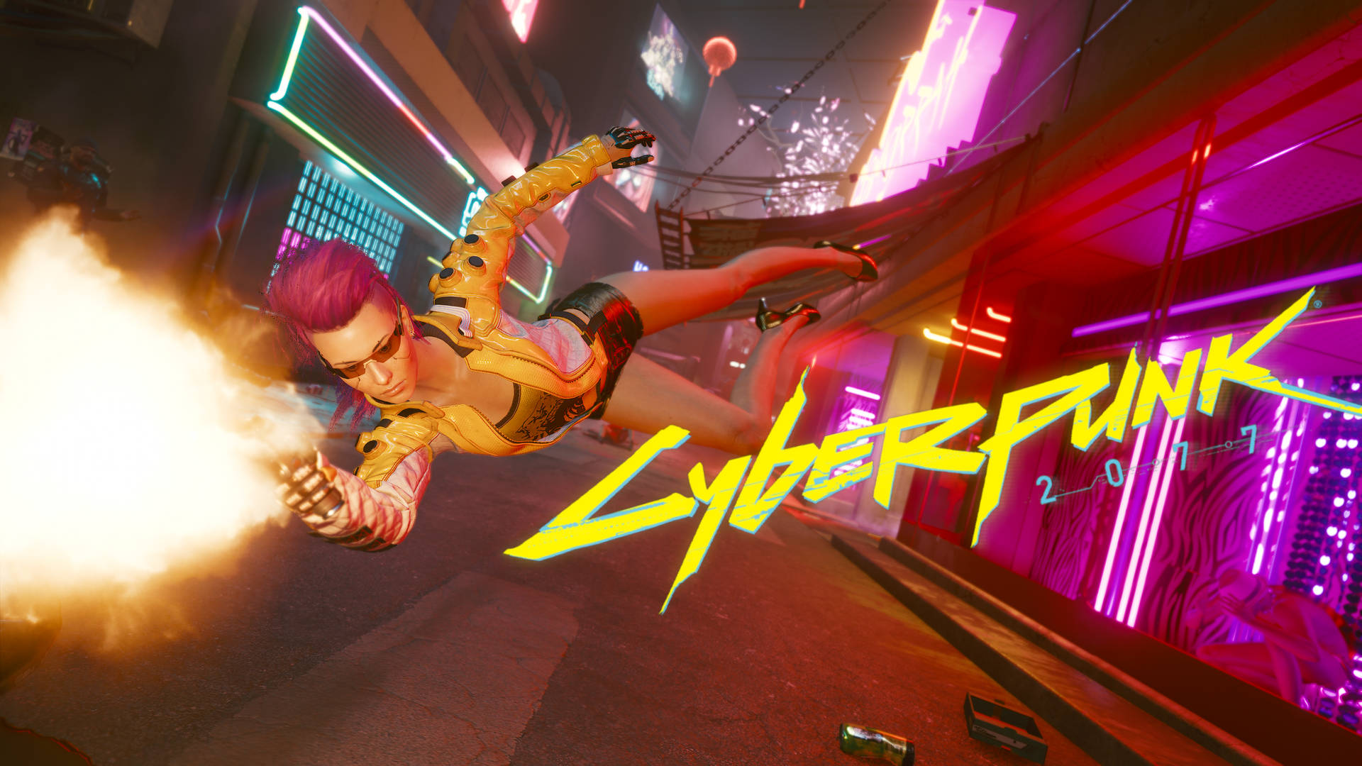 Pink-haired Girl From Cyberpunk Desktop Background