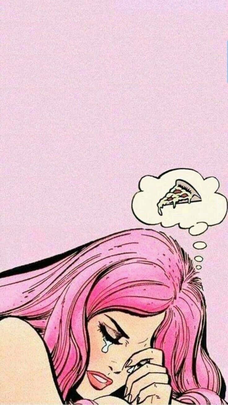 Pink Haired Girl Pop Art Phone Background