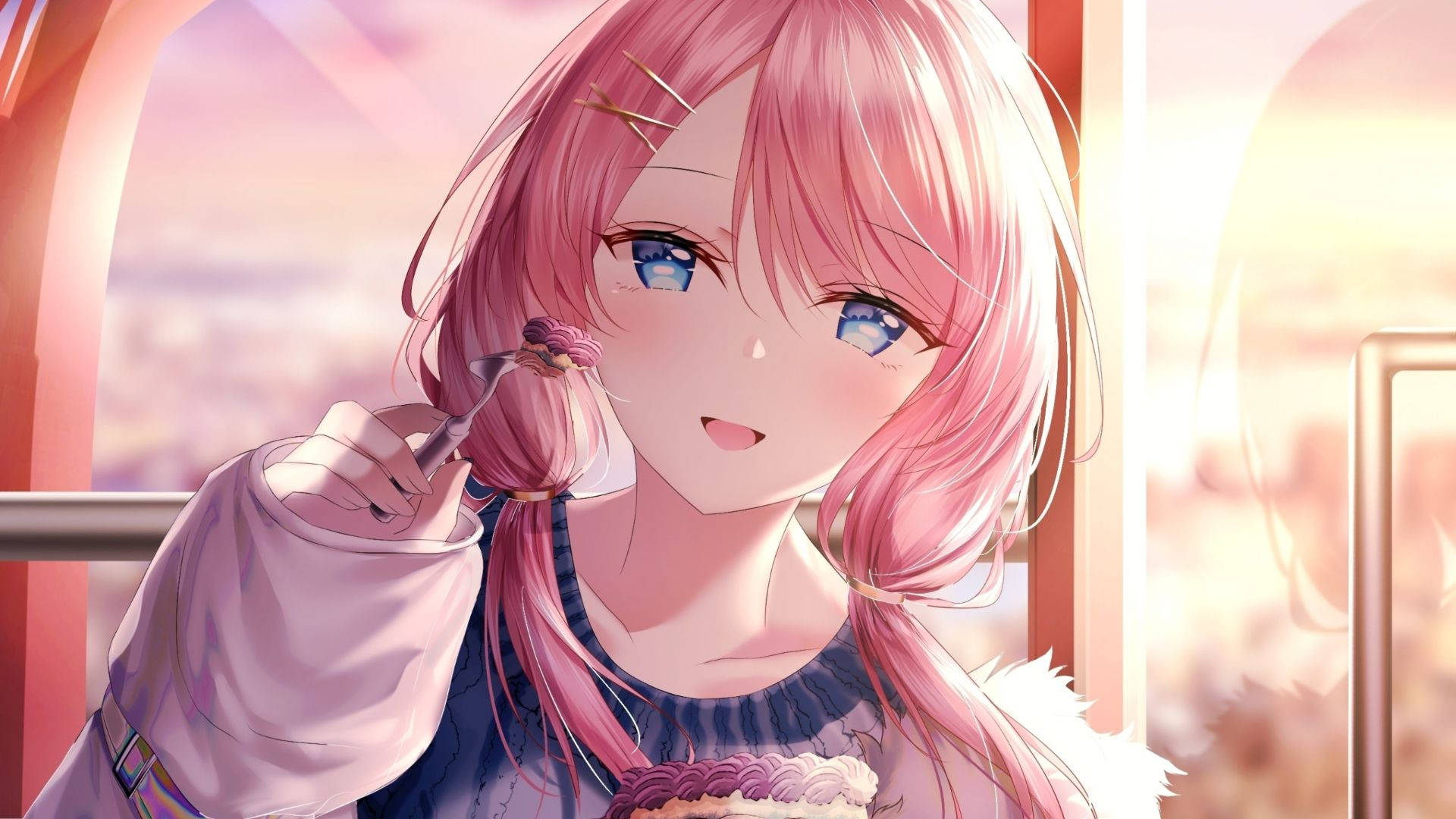 Pink-haired Kawaii Cute Girly Background