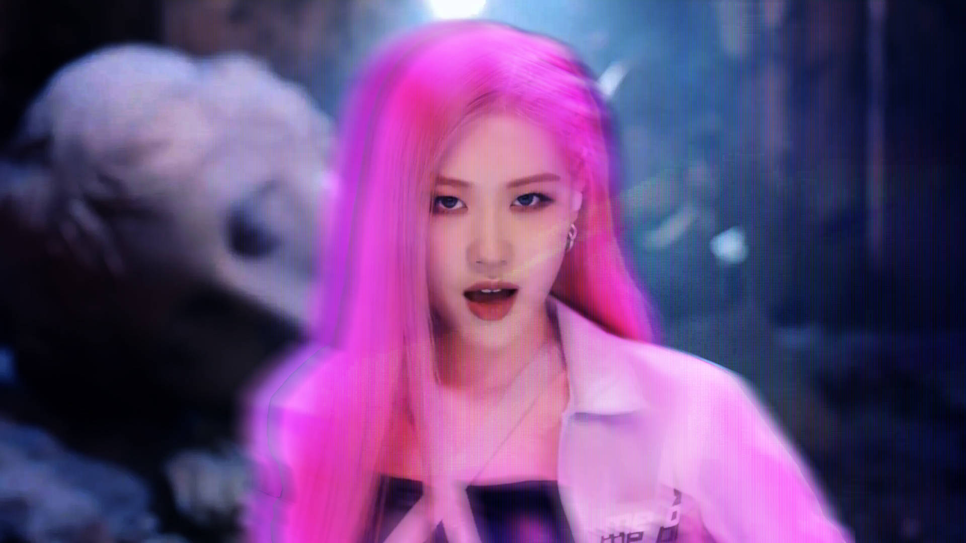 Pink-haired Rose Blackpink Hologram Background
