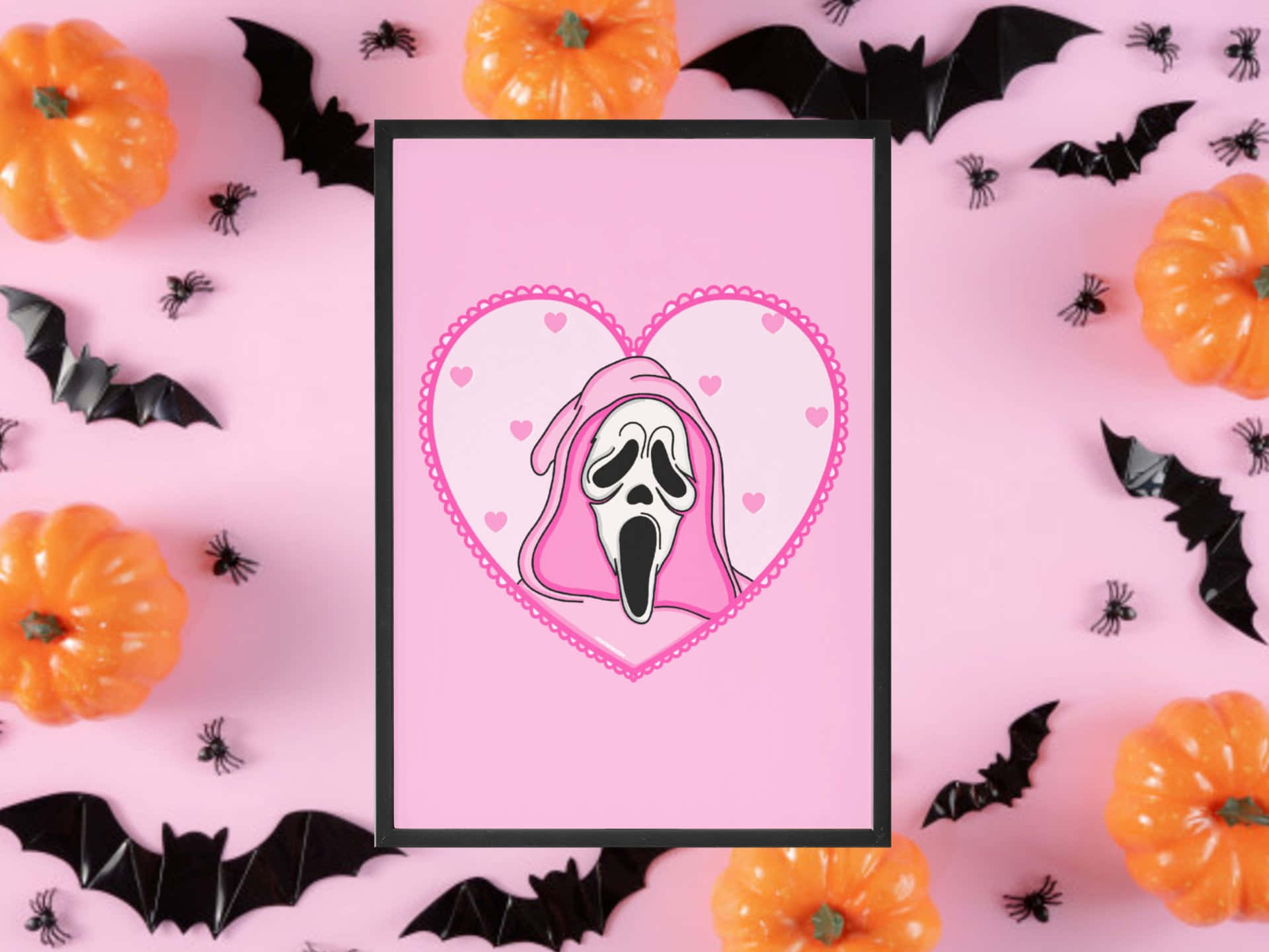 Pink Halloween Ghost Face Pfp