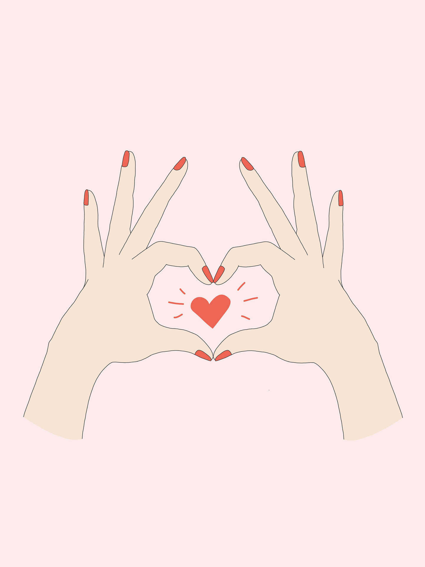 Pink Hand Heart Drawing