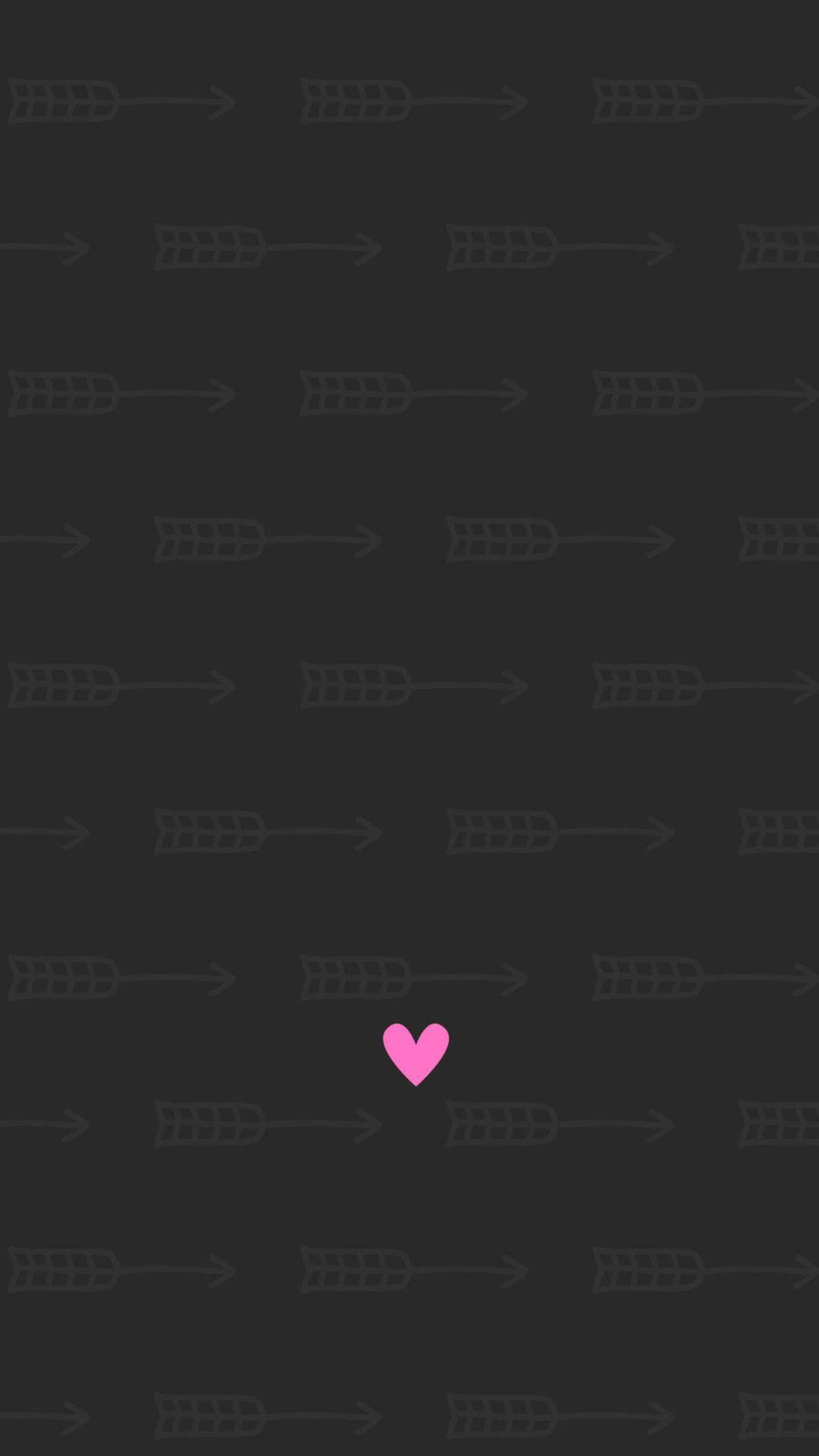 Pink Heart And Arrows Dark Girly Background