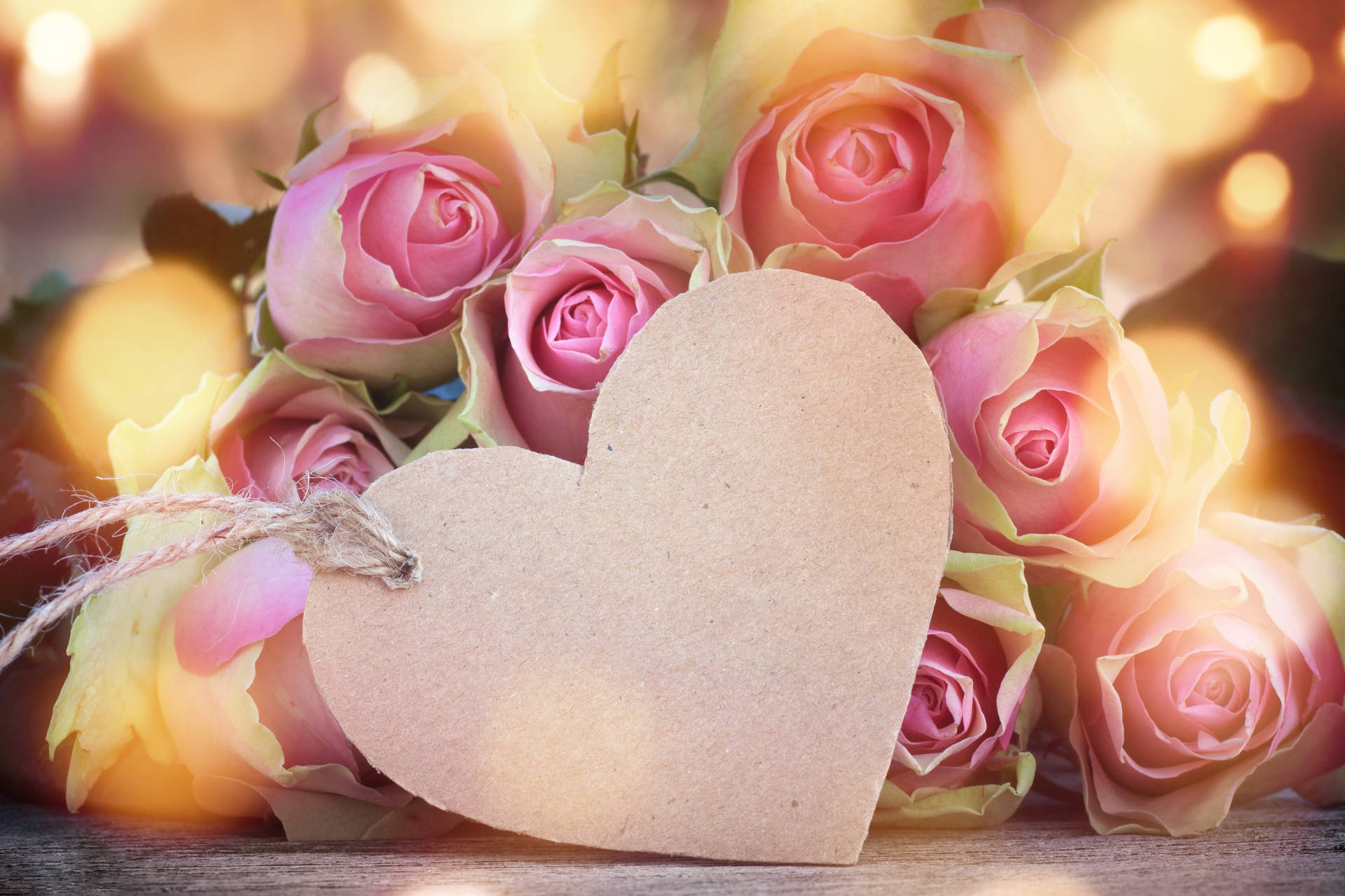 Pink Heart And Roses Background