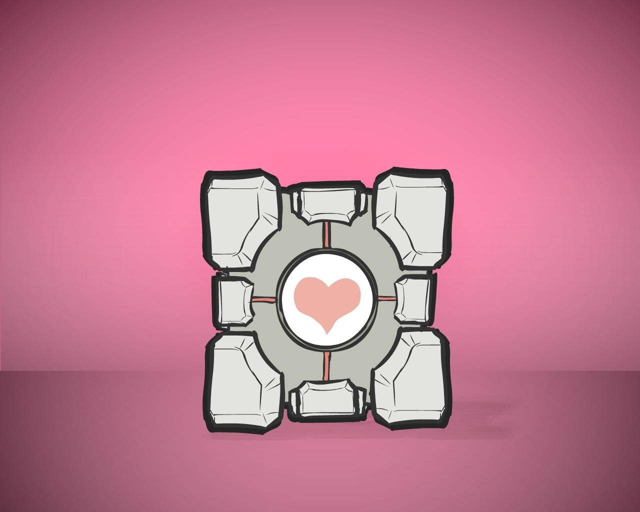Pink Heart Companion Cube Background