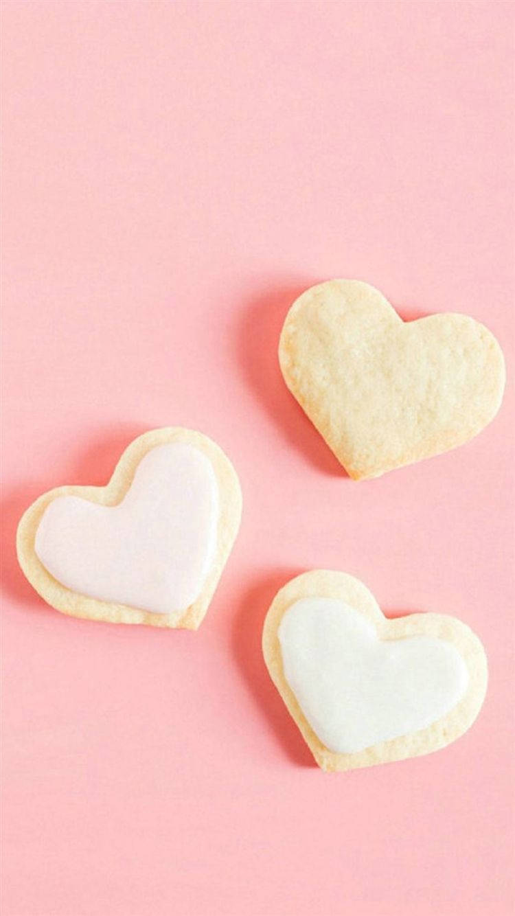 Pink Heart Cookie Iphone Background