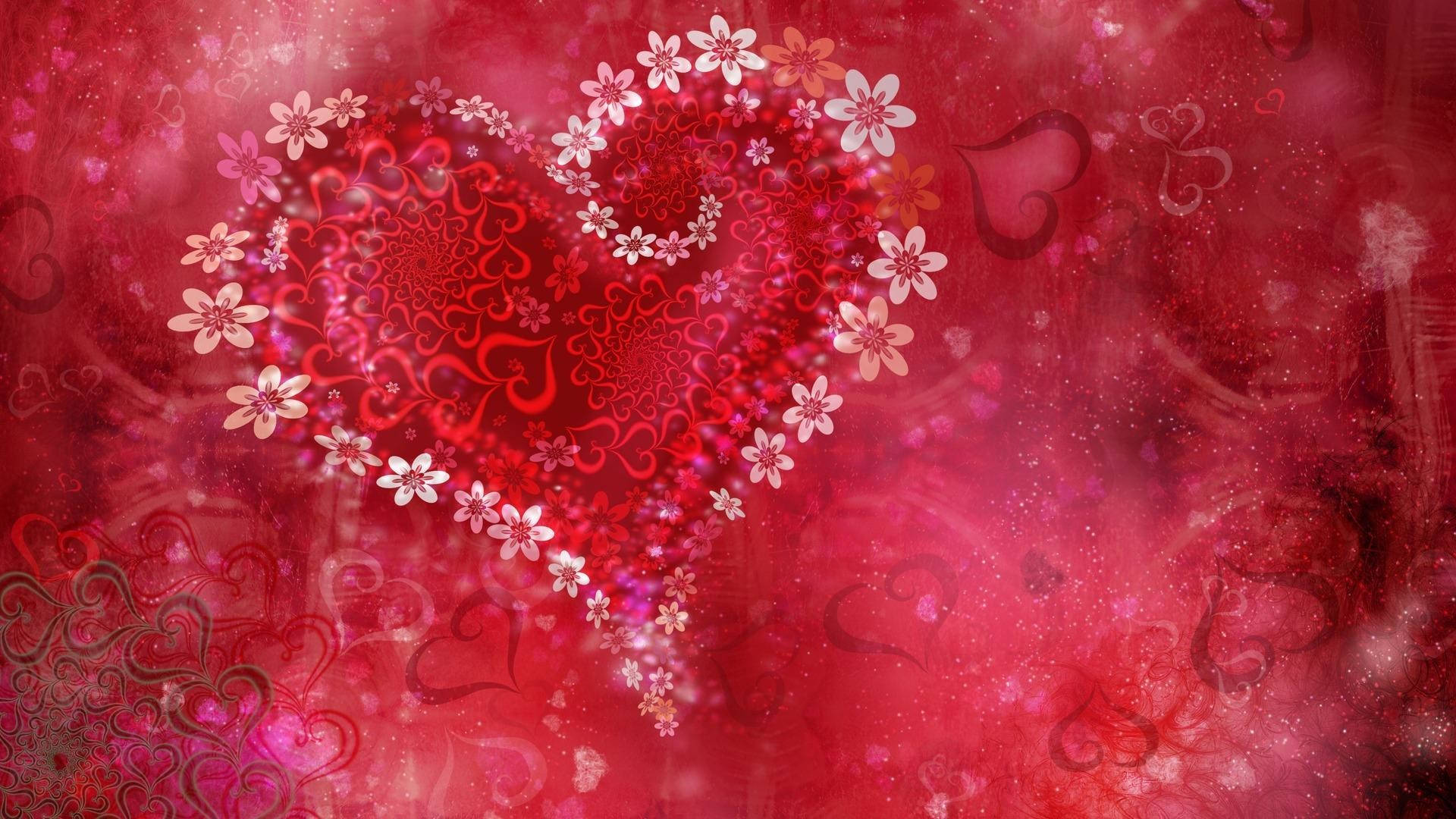 Pink Heart Flowers Love Full Hd Background