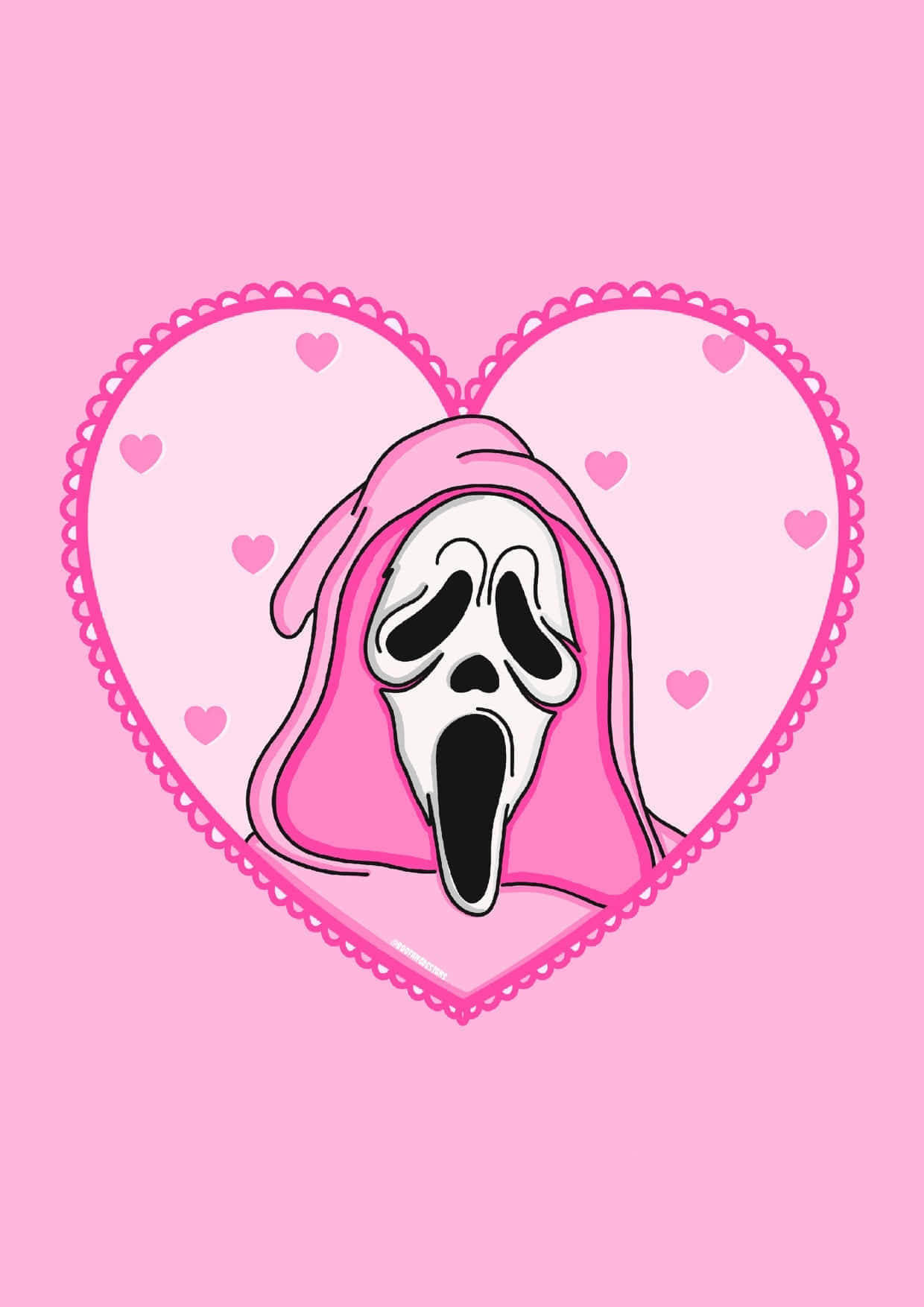 Pink Heart Ghostface Pfp Background