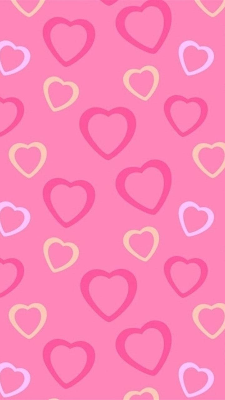 Pink Heart In Cute Girly Phone Background