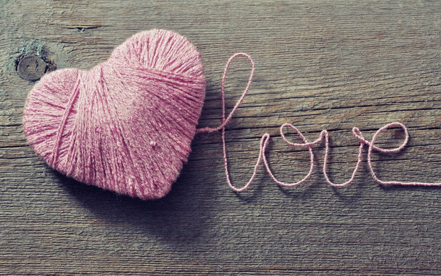 Pink Heart Love Yarn Background