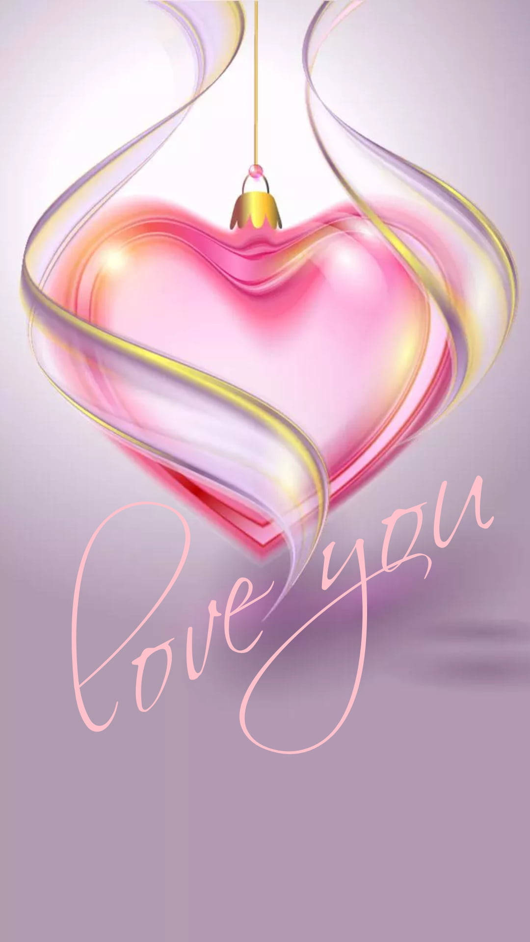 Pink Heart Love You Background