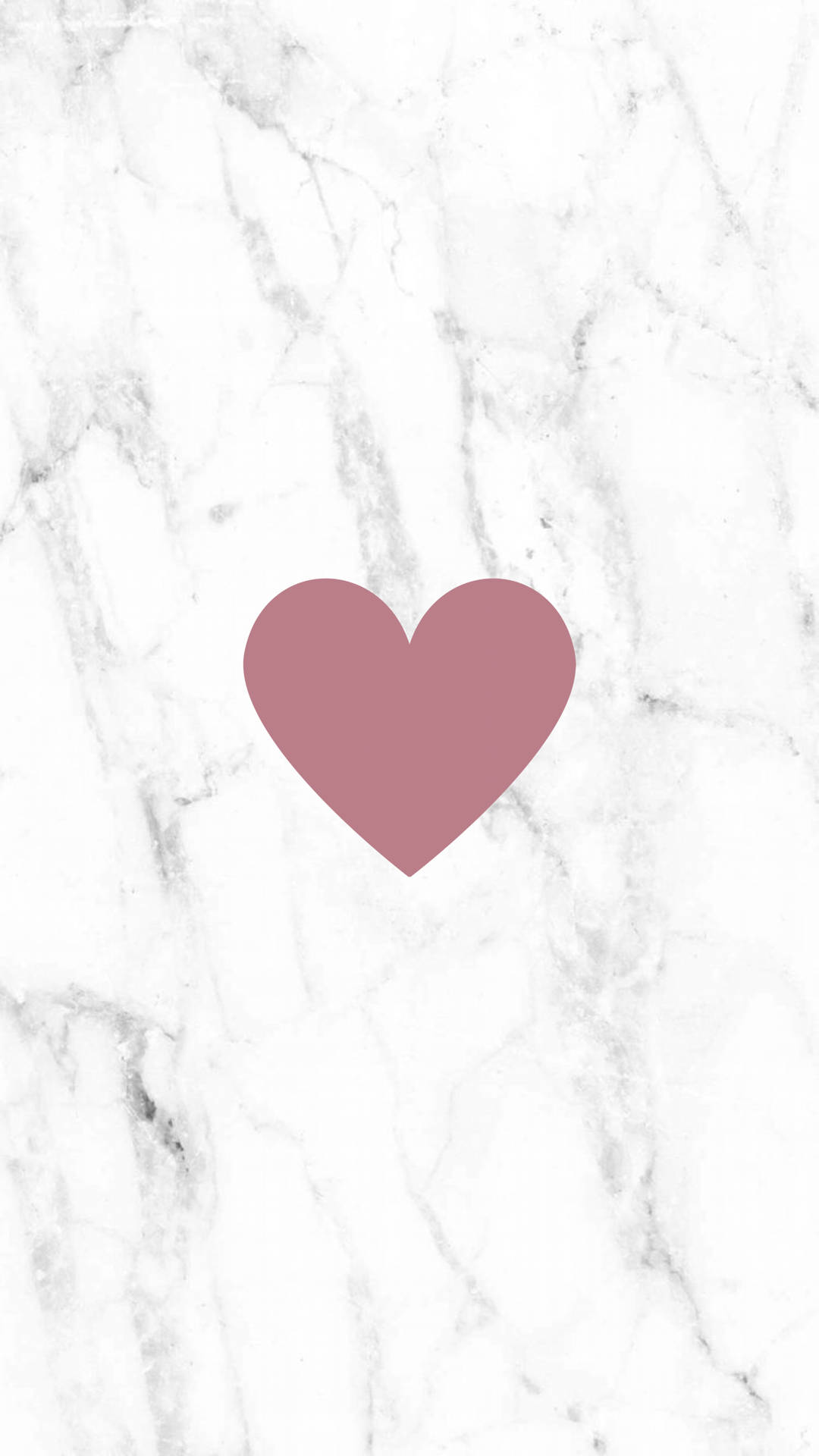 Pink Heart On Black White Marble Iphone