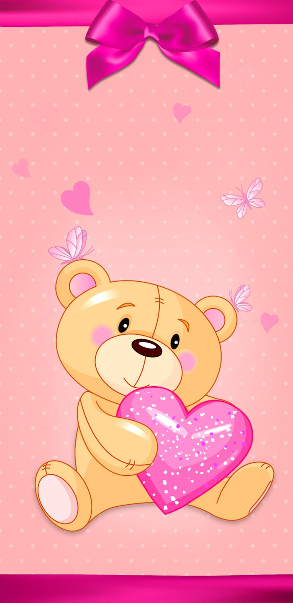 Pink Heart Teddy Bear Background