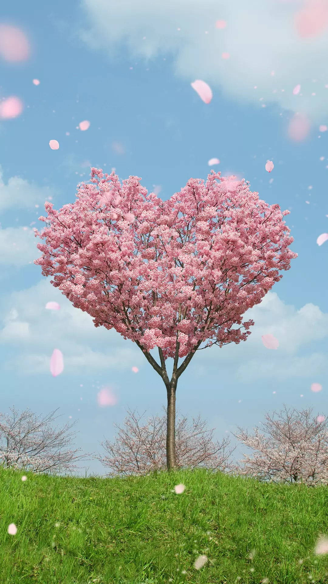 Pink Heart Tree Background