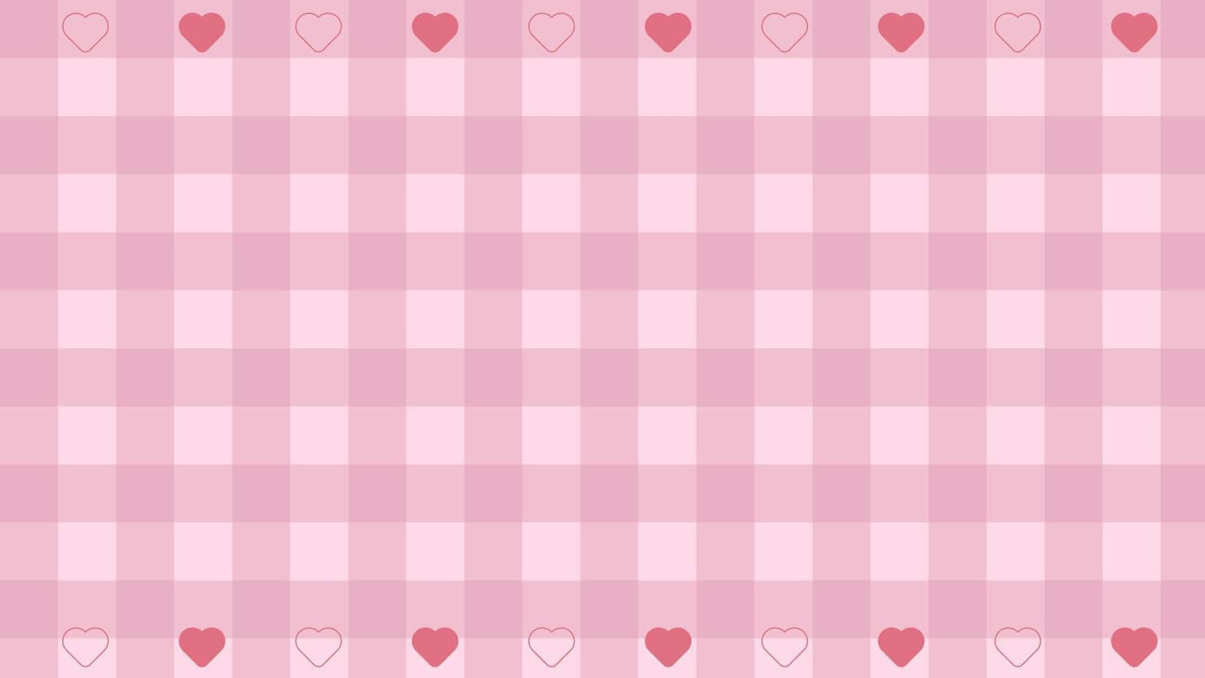 Pink Hearts Checkered Pattern Background Background