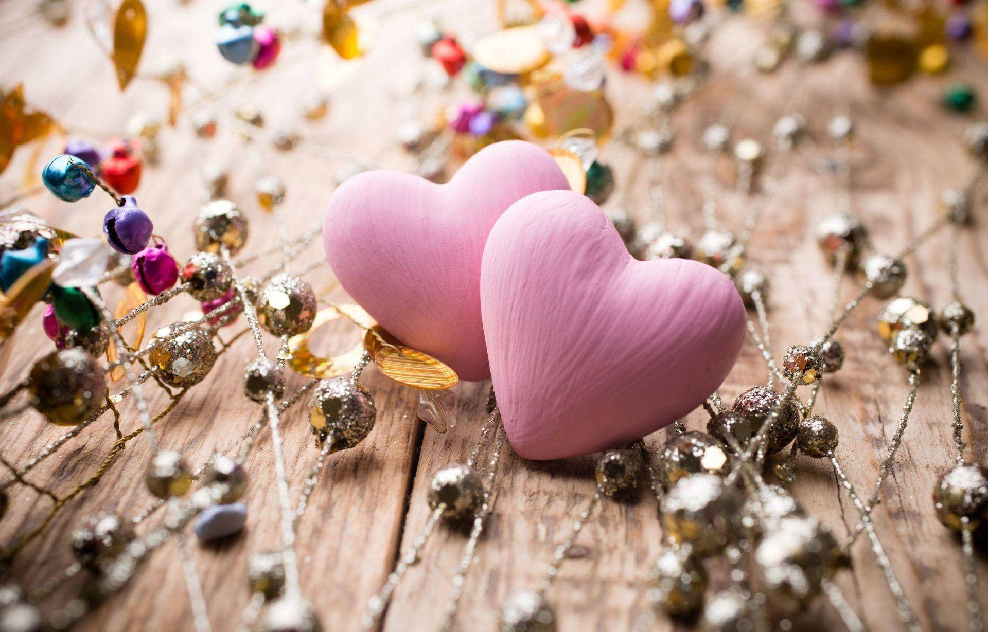 Pink Hearts Love Full Hd Background